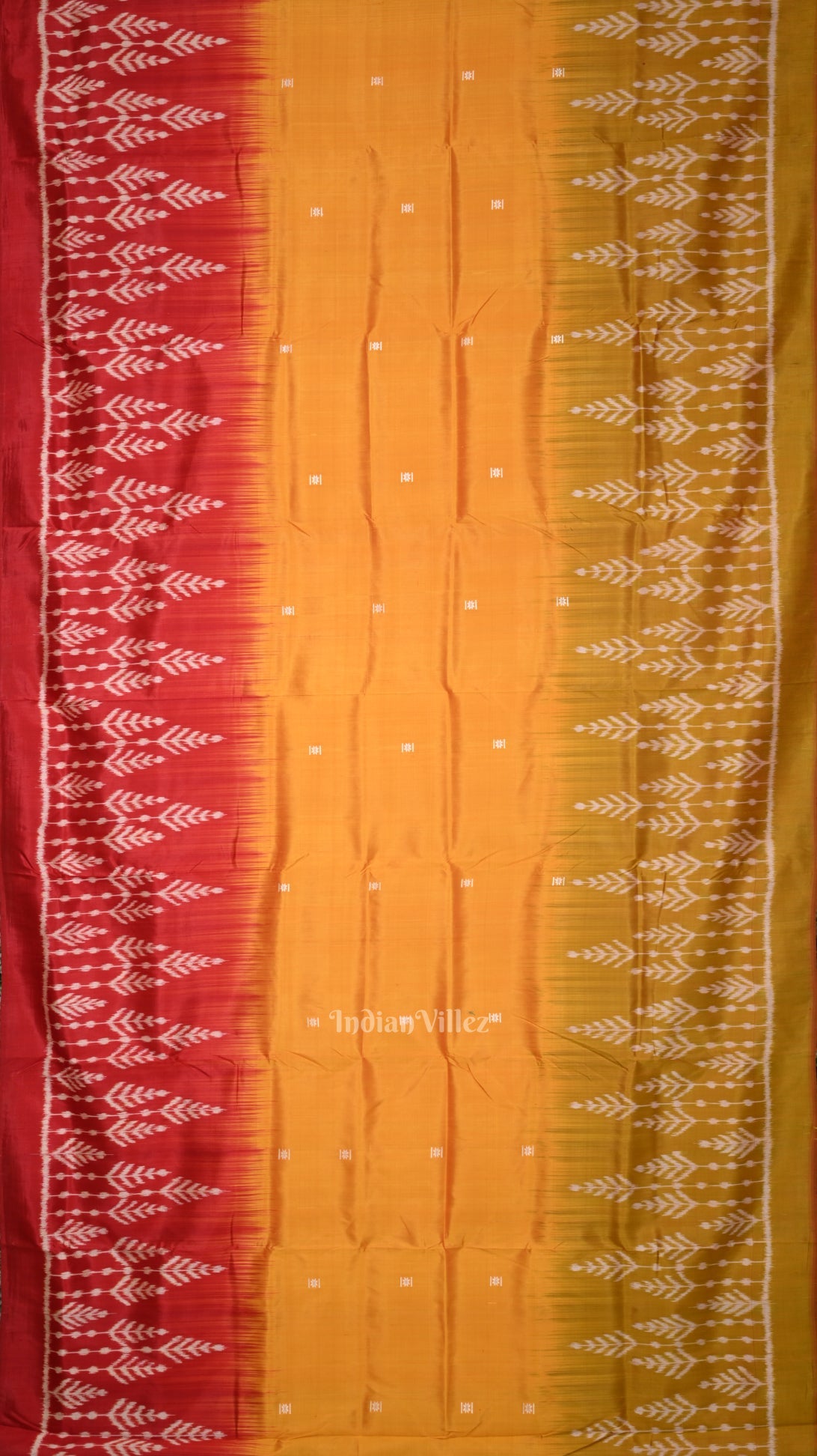 IndianVillèz Red Mustard Yellow Buti Contemporary Designer Silk Saree - view 4