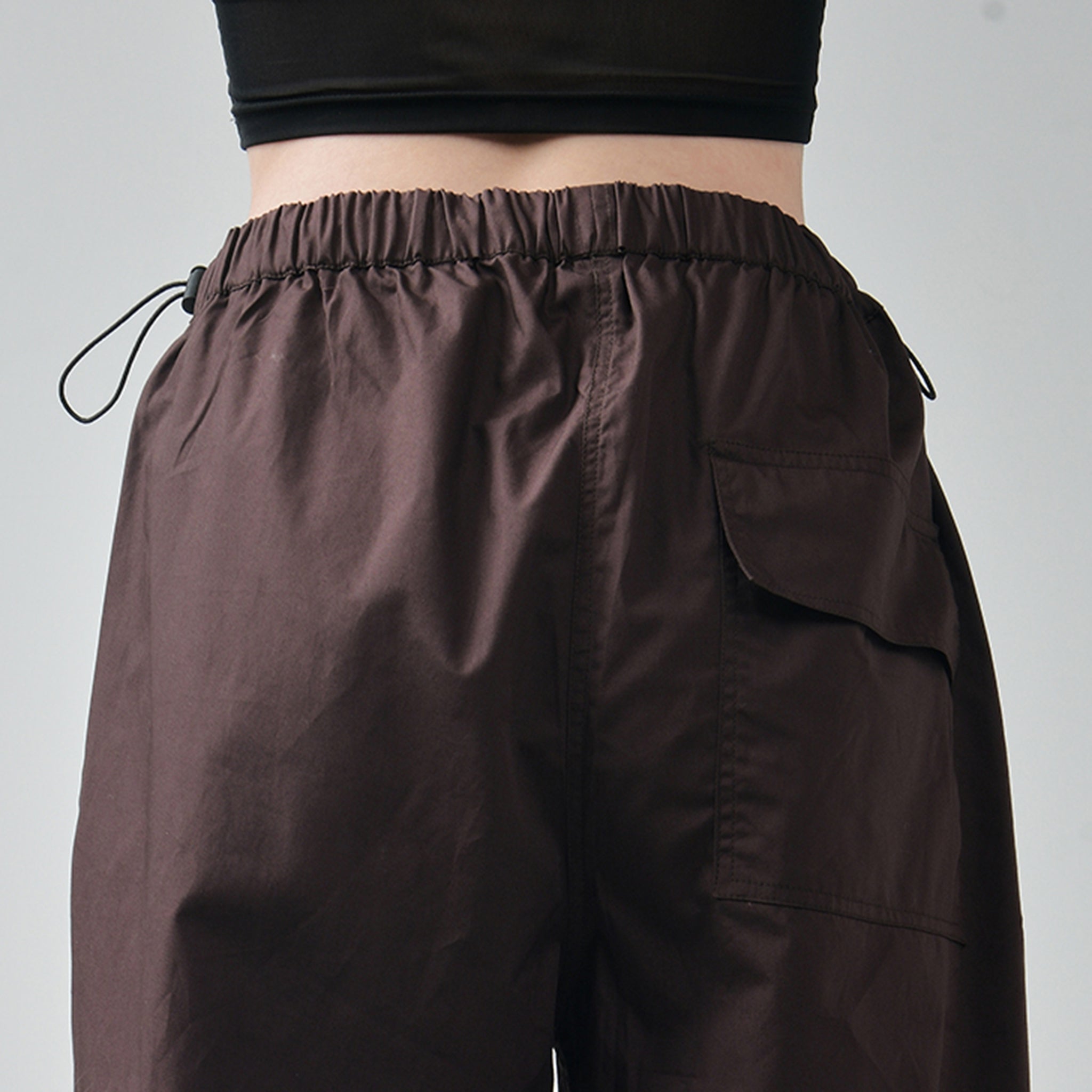I Z F Black Tube Top & Brown Parachute Pants - view 4