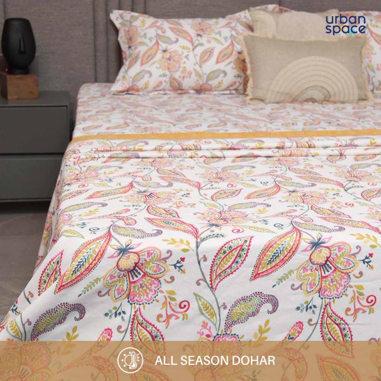 Urban Space -Home Furnishing Store Microfiber Cotton Reversible Dohar / AC Blanket for Bedroom - Iris Pink