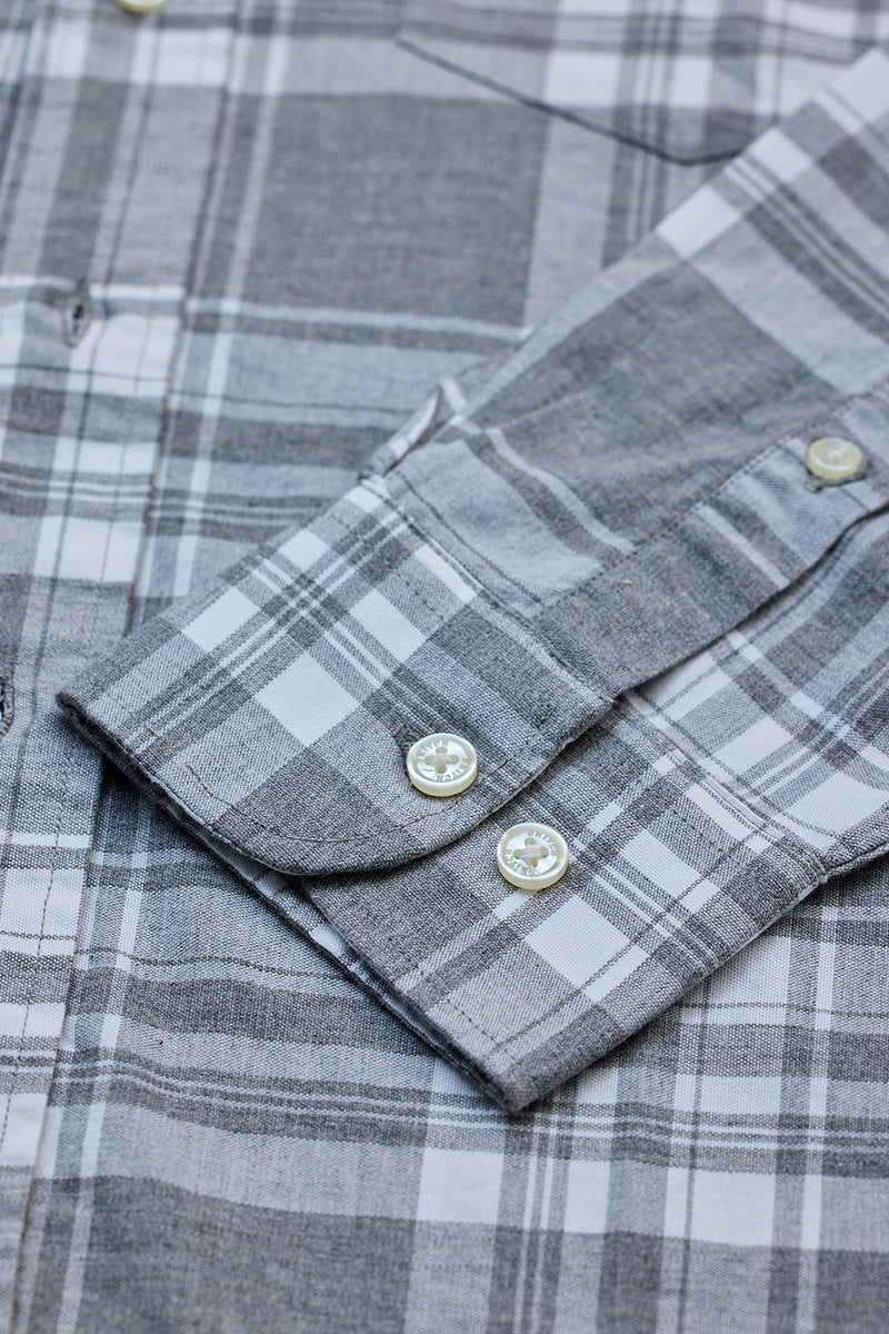 SNITCH Grey Oxford Checks Shirt - view 8