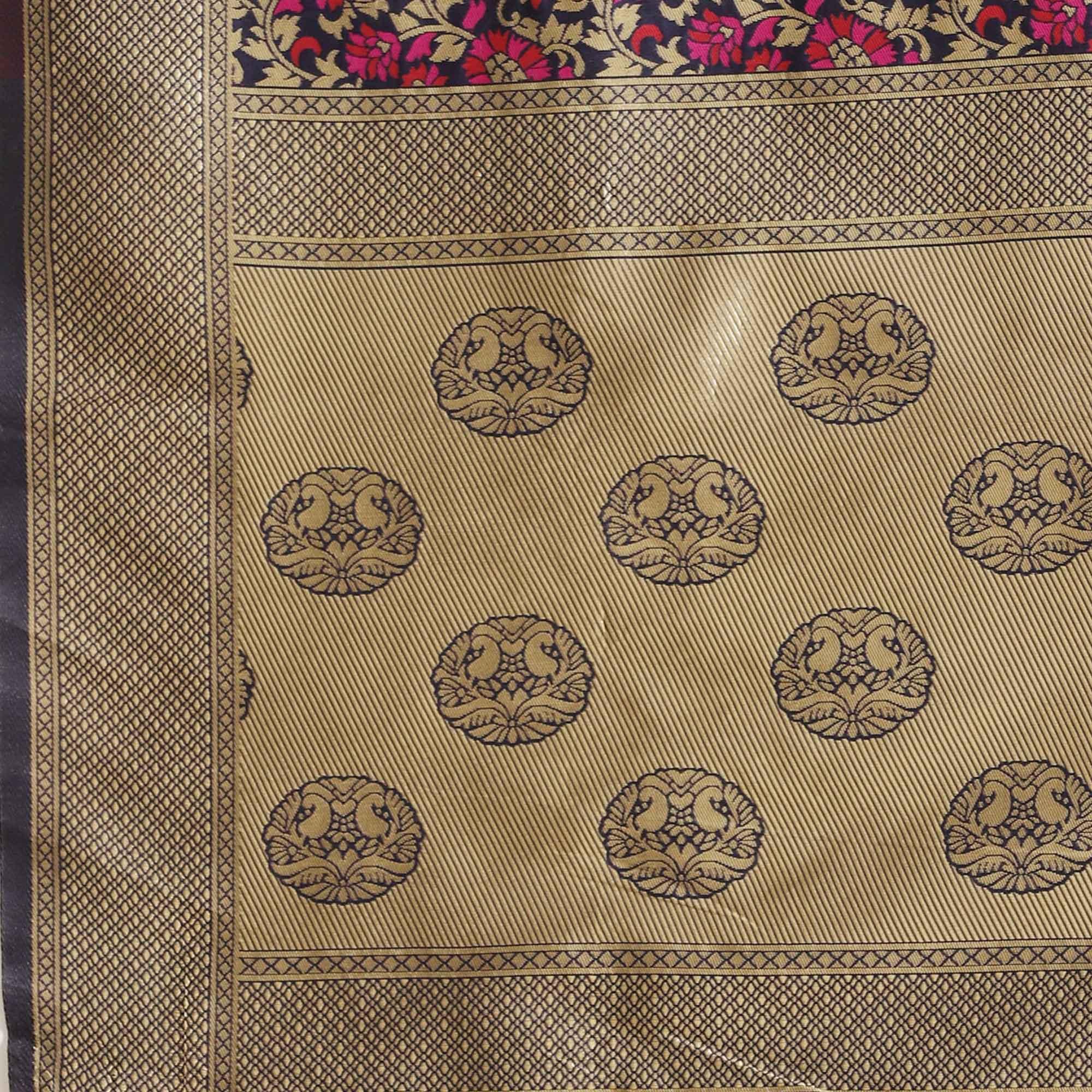 Peachmode Captivating Navy Blue Colored Festive Wear Woven Silk Blend Saree - view 2