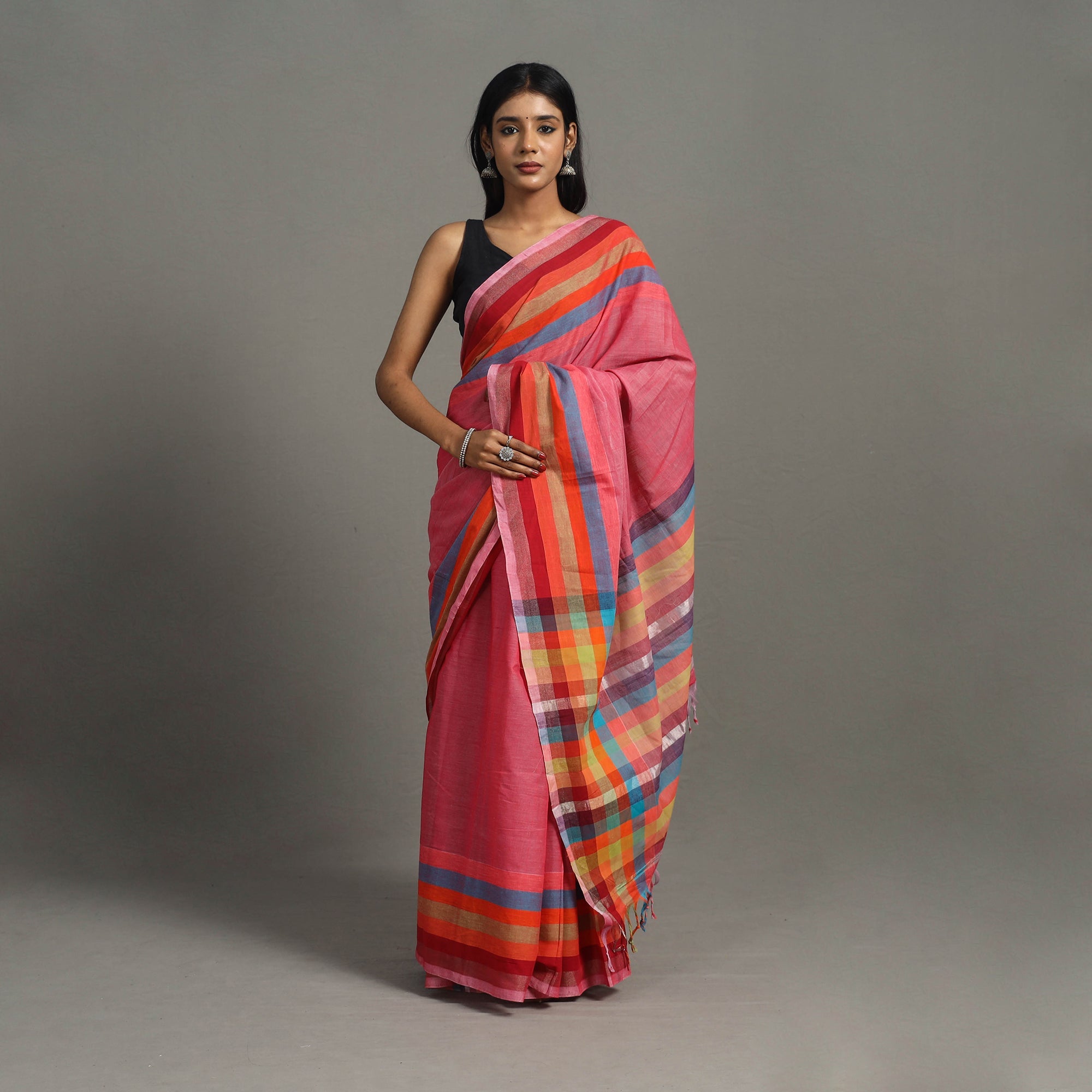 CREYO Zari Stripes Cotton Handloom Saree 21 – Women's