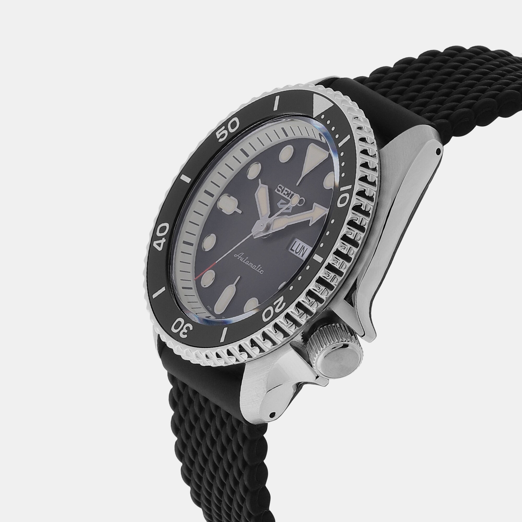 Seiko 5 Sports Men Automatic Black Dial Analog Silicone Watch SRPD73K2 - view 2
