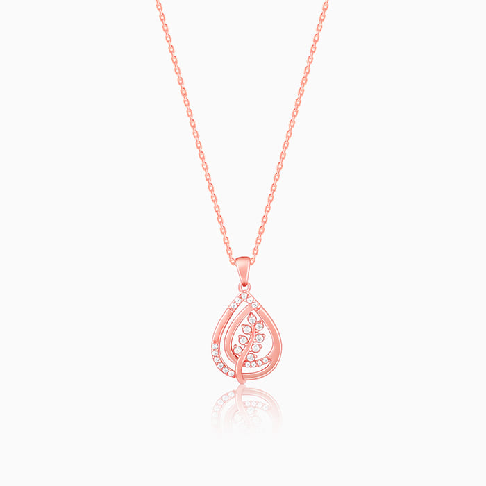 GIVA Jewellery Rose Gold Leaf Ritz Pendant With Link Chain