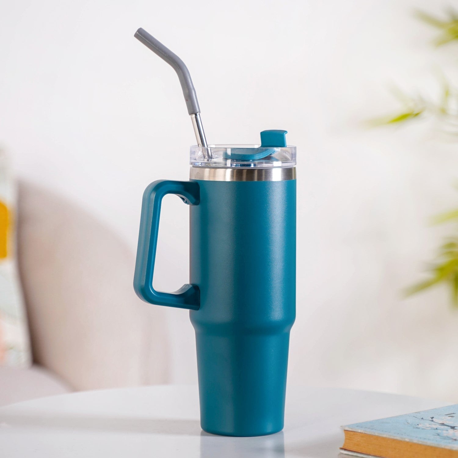 Nestasia Glacio Double Wall Hot And Cold Sipper Bottle For Travel Teal Tide 850ml