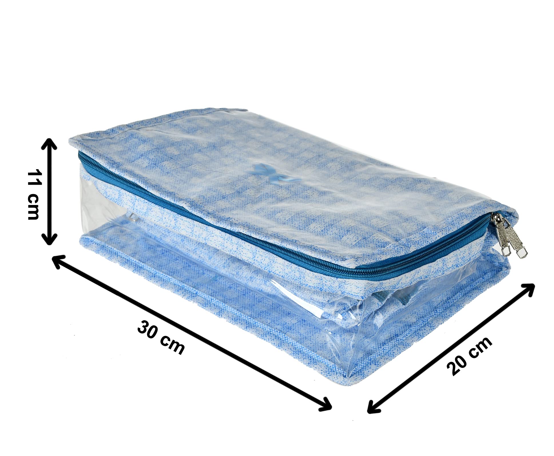 Heart Home Check Design Laminated PVC Multipurpose Jewellery Storage Bag/Travel Kit With 13 Tranasparent Pouches- Pack of 2 (Blue)-HS_38_HEARTH21260 - view 6