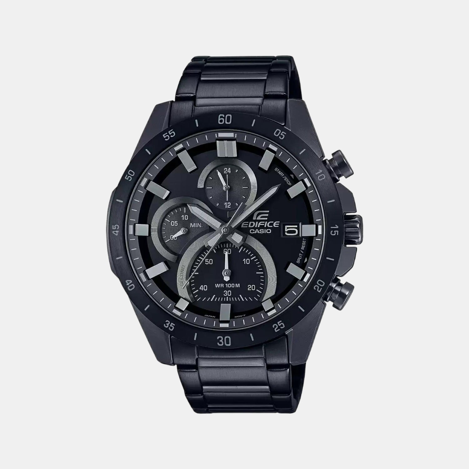 Casio Edifice Men Quartz Black Dial Chronograph Stainless Steel Watch ED517