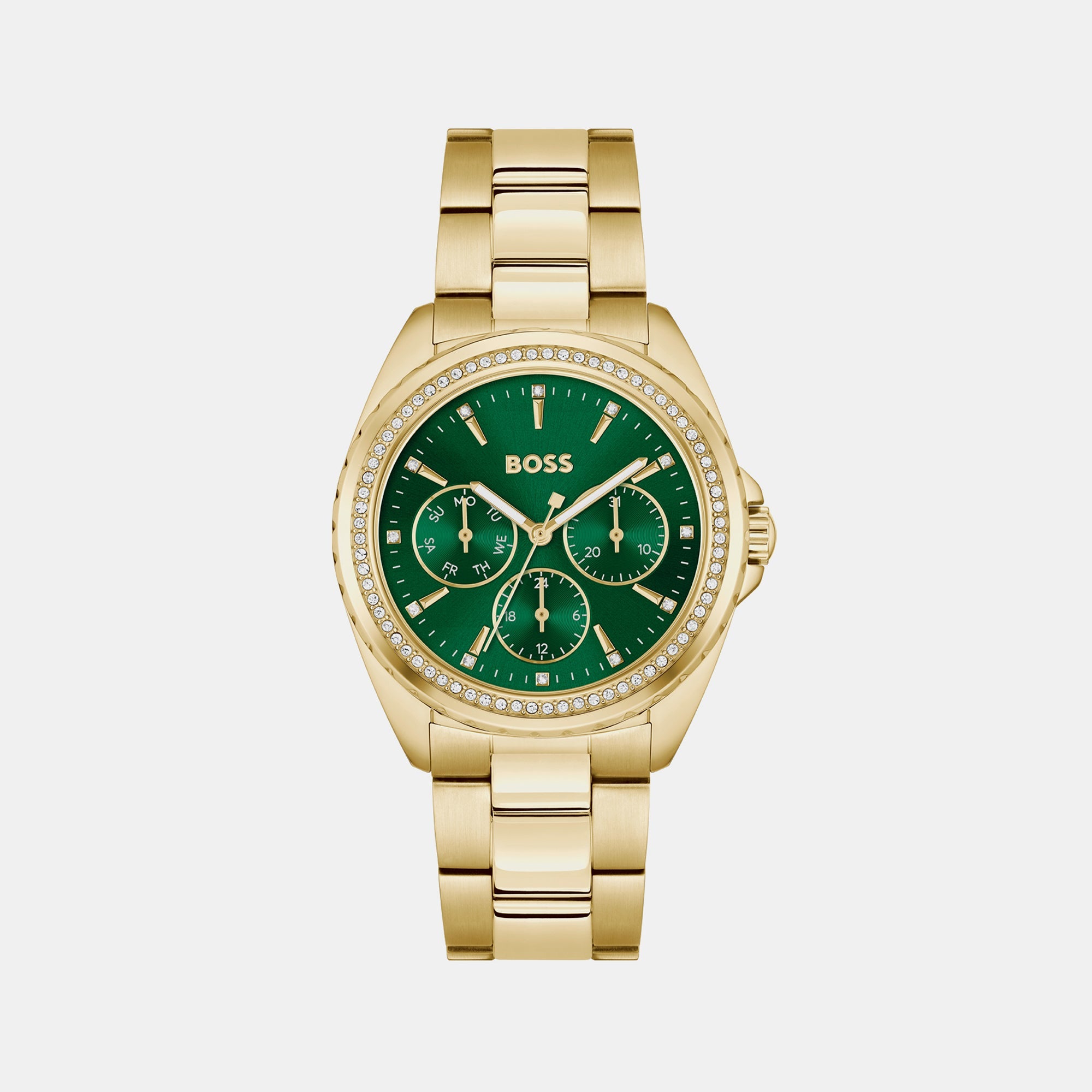 Boss Atea Women Quartz Green Dial Chronograph Stainless Steel Watch 1502714