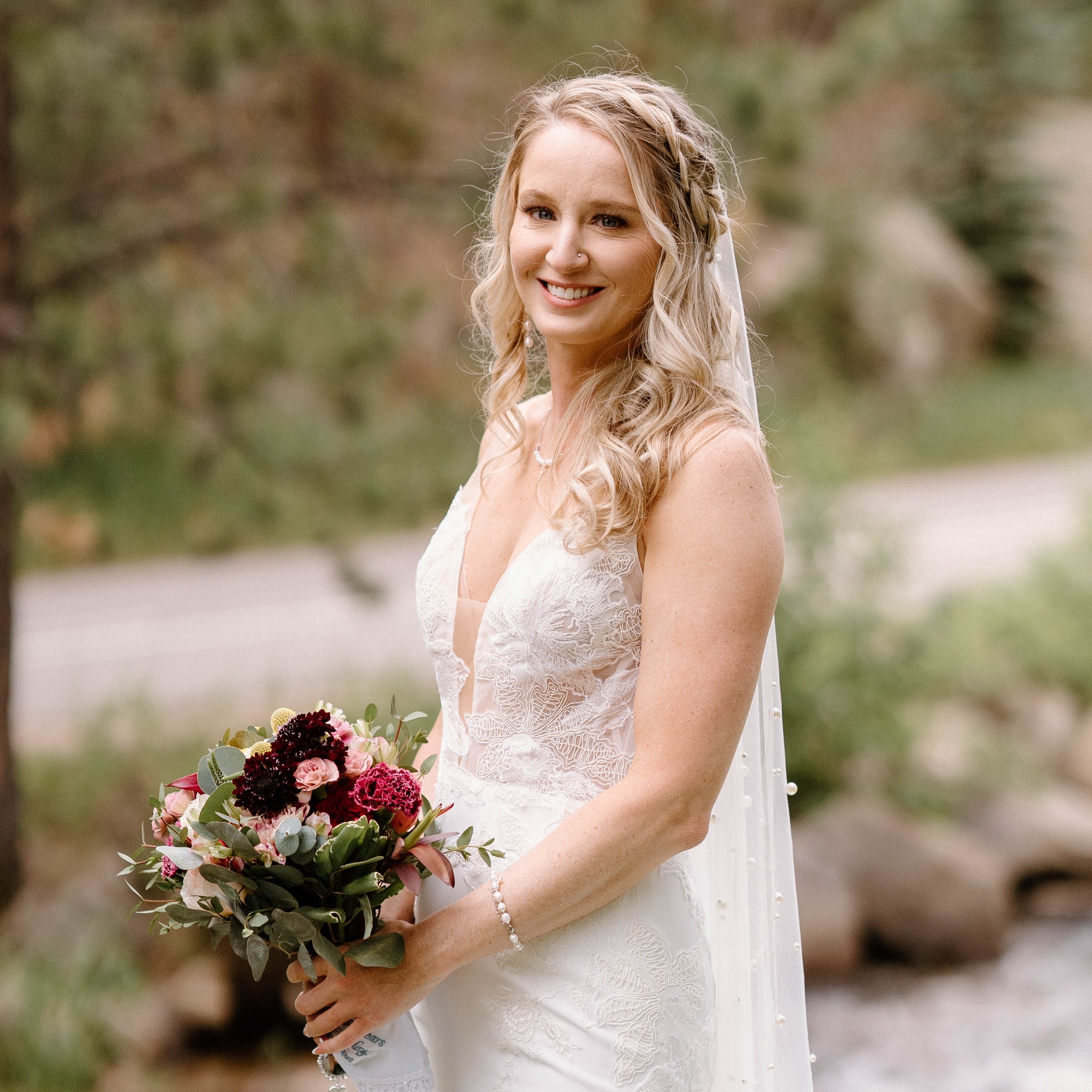 fiftyflowers.com Romantic Burgundy and Pink Forest Wedding