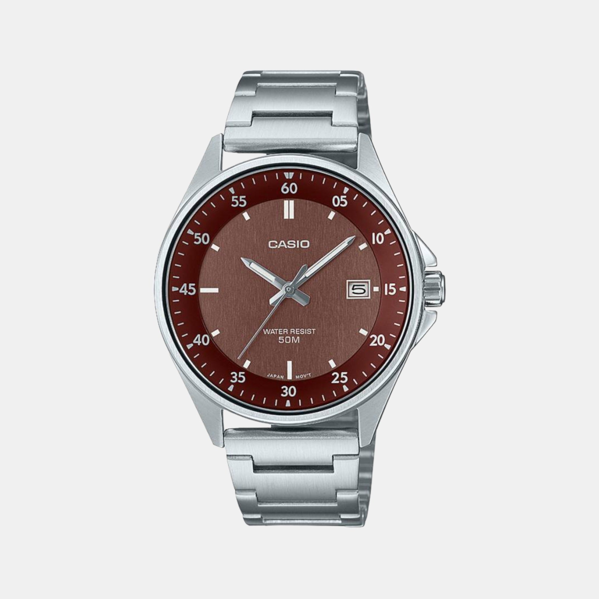 Casio Enticer Men Quartz Brown Dial Analog Stainless Steel Watch A2102