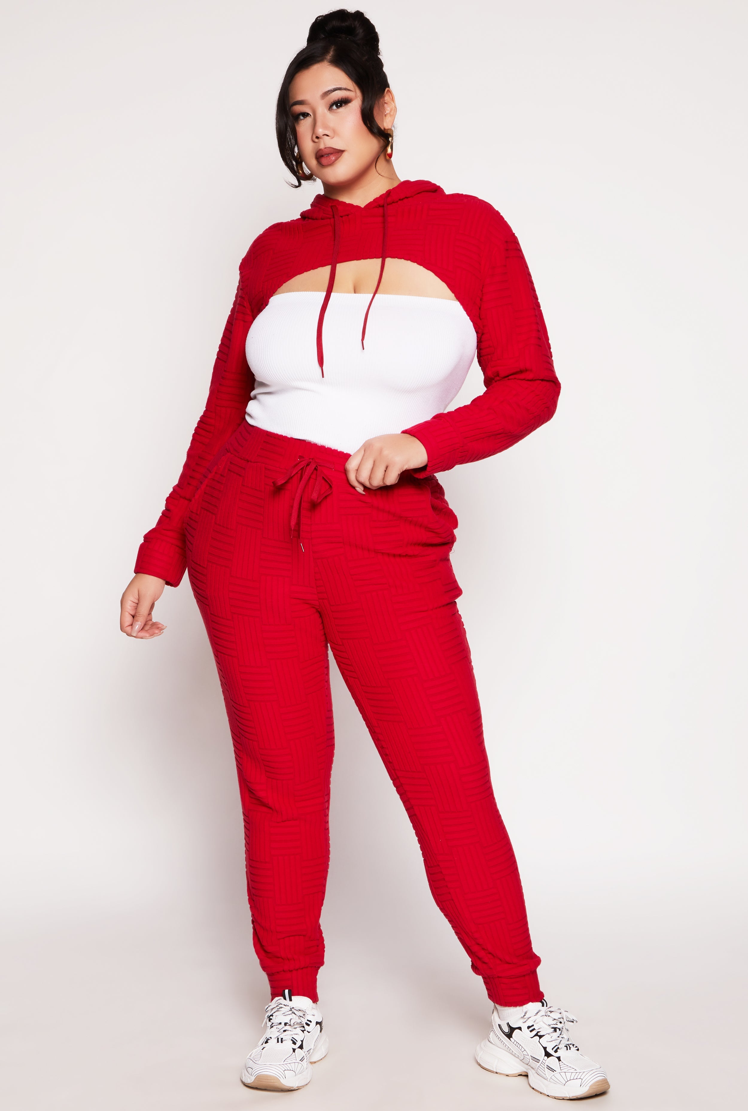 Rainbow Shops Plus Size Geometric Patterned Shrug Sweatshirt - view 2