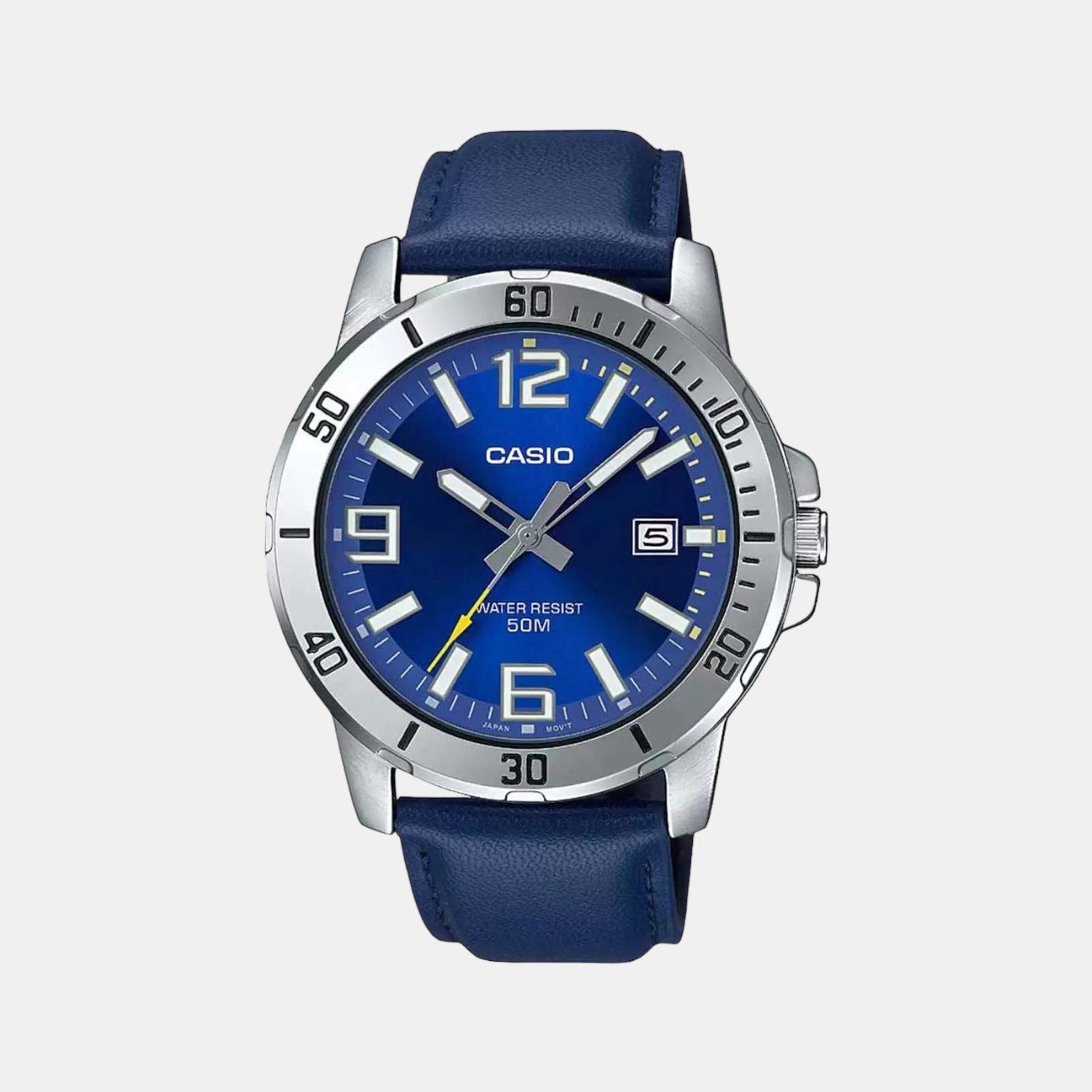 Casio Enticer Men Quartz Blue Dial Analog Leather Watch A1737
