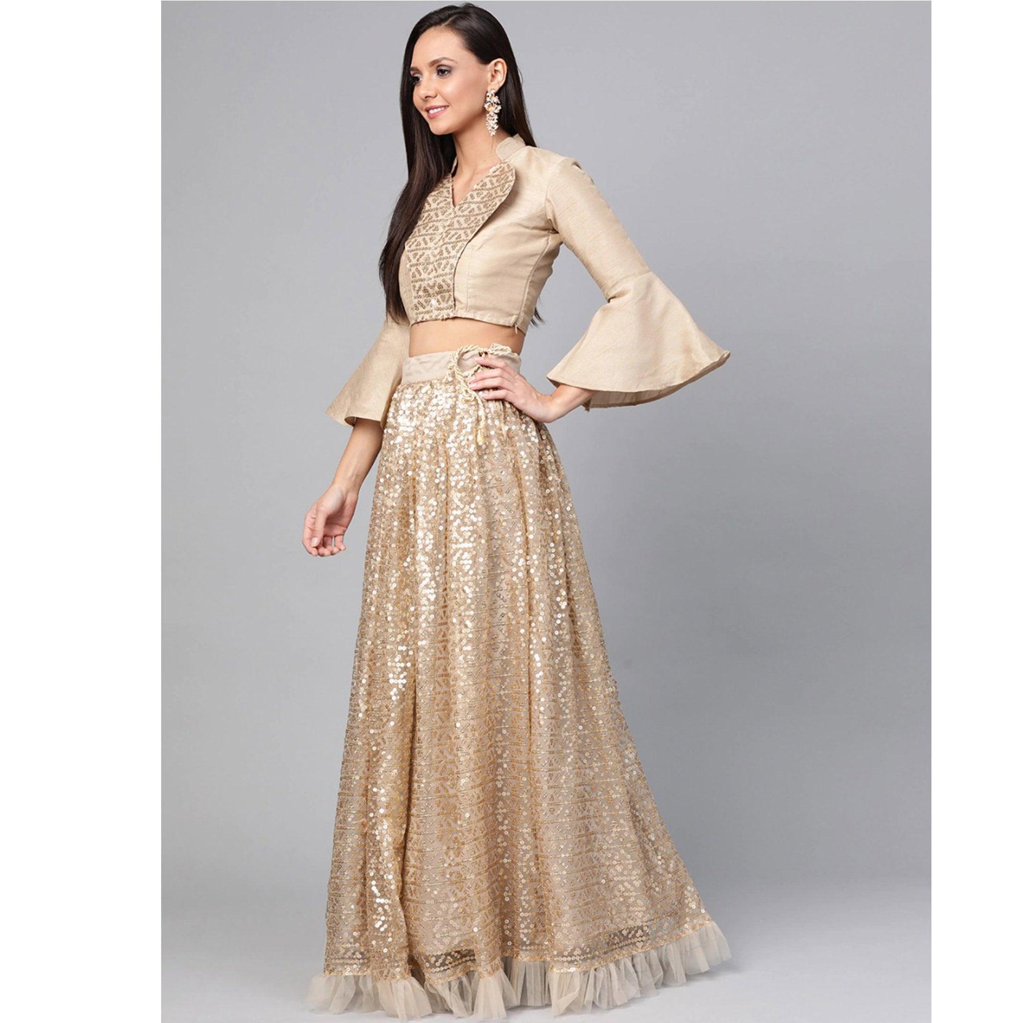 Peachmode Light Grey Designer Wedding Wear Thread Zari Work Soft Net Lehenga Choli - view 8
