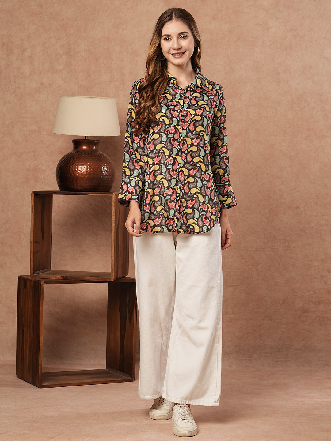 Fashor Ethnic Paisley Printed Straight Fit Kurti - Multi