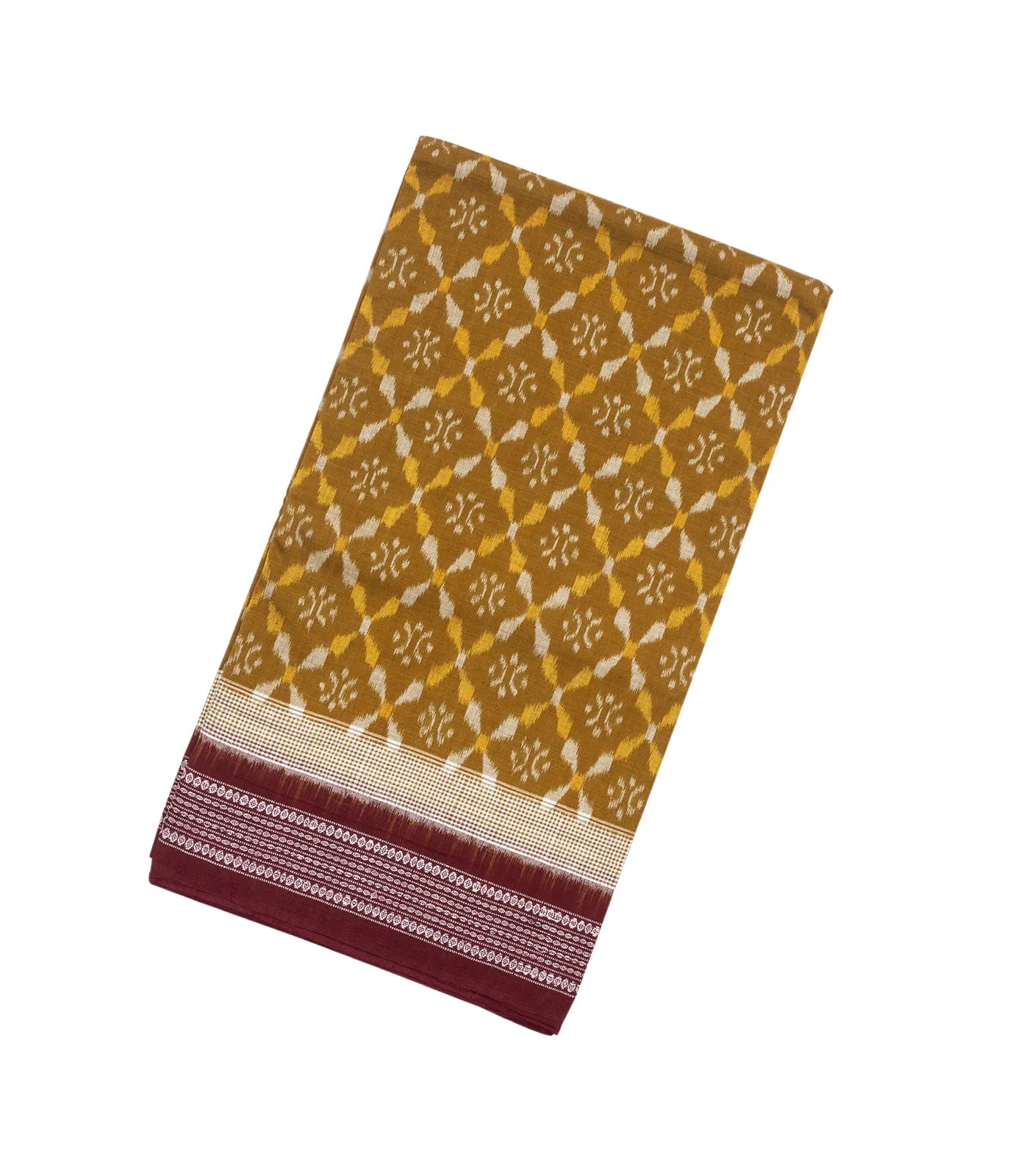 RmKV Mustard Handloom Orissa Cotton Saree With Tie & Dye Jaal Motifs