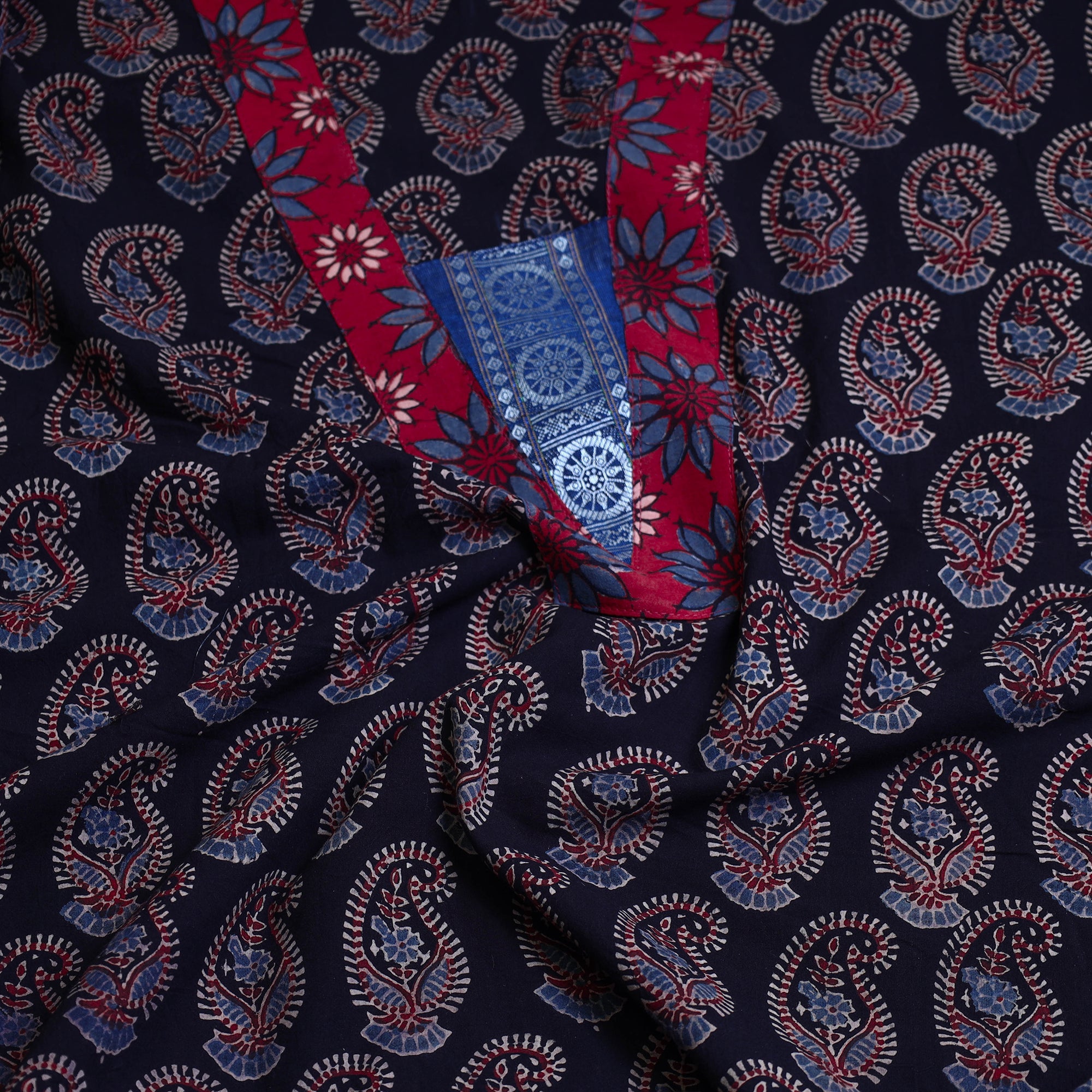 NOORI BAZAR Black - Block Printed Cotton Ajrakh Kurta Material (2.8 meter) 46 - view 2
