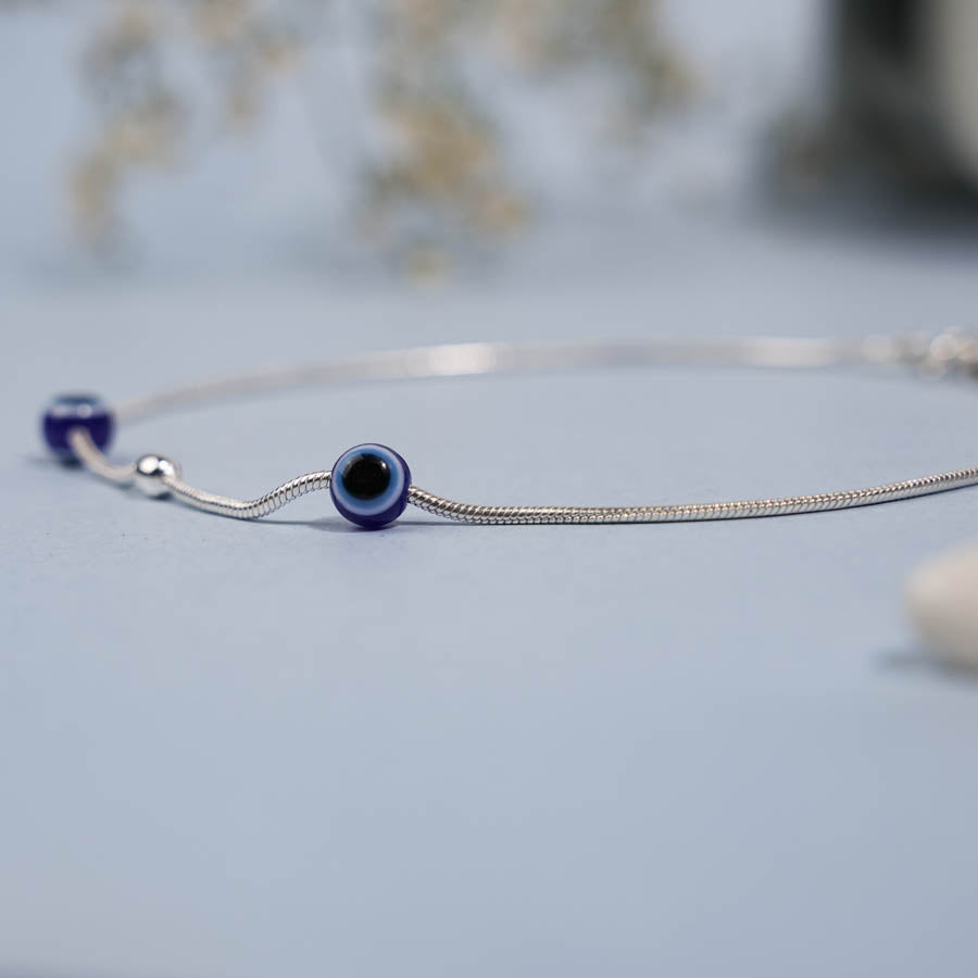 Prinjal Jewellers 1.Silver Evil Eye Anklet for Women