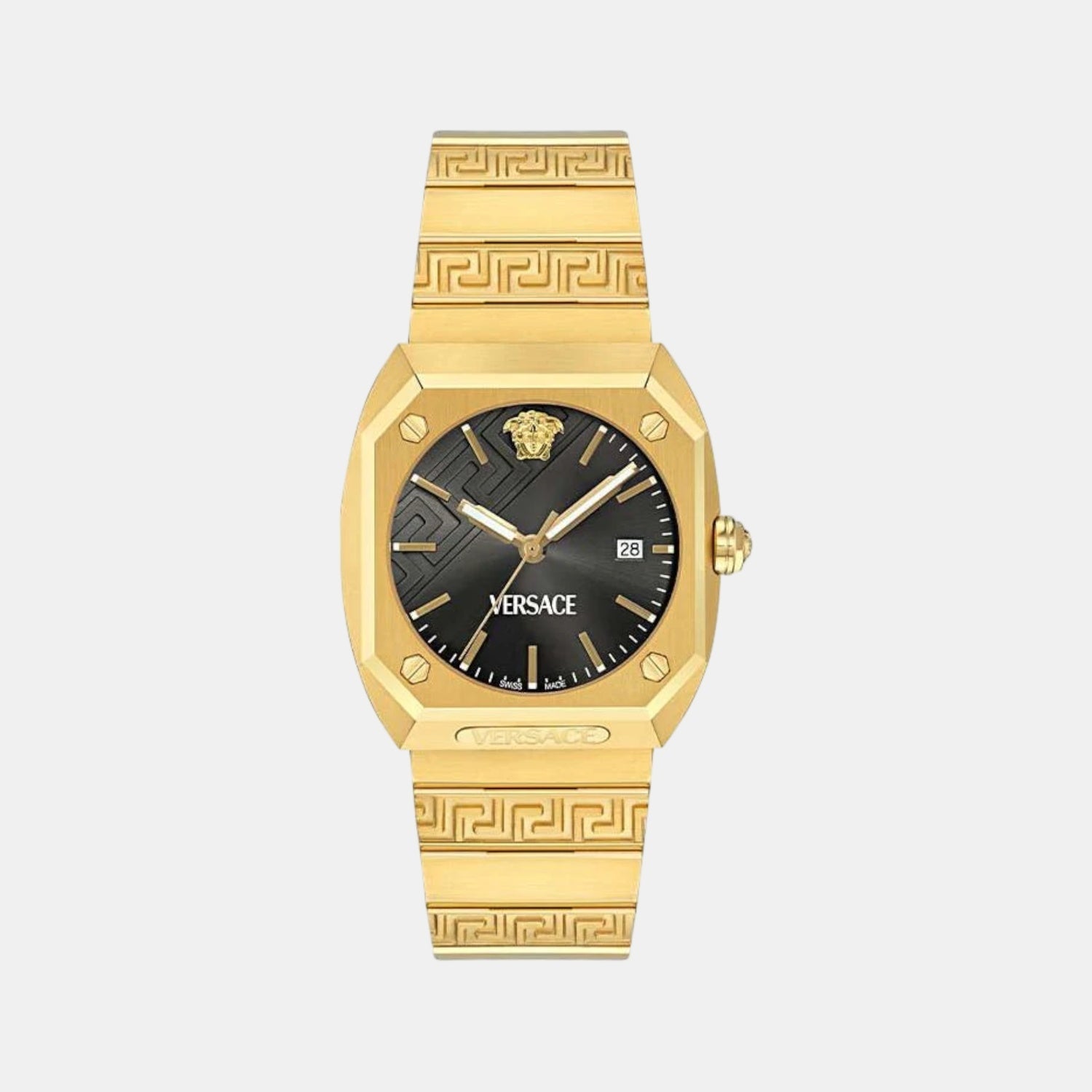 Versace Antares Men Quartz Black Octogonal Dial Analog Stainless Steel Watch VE8F00424