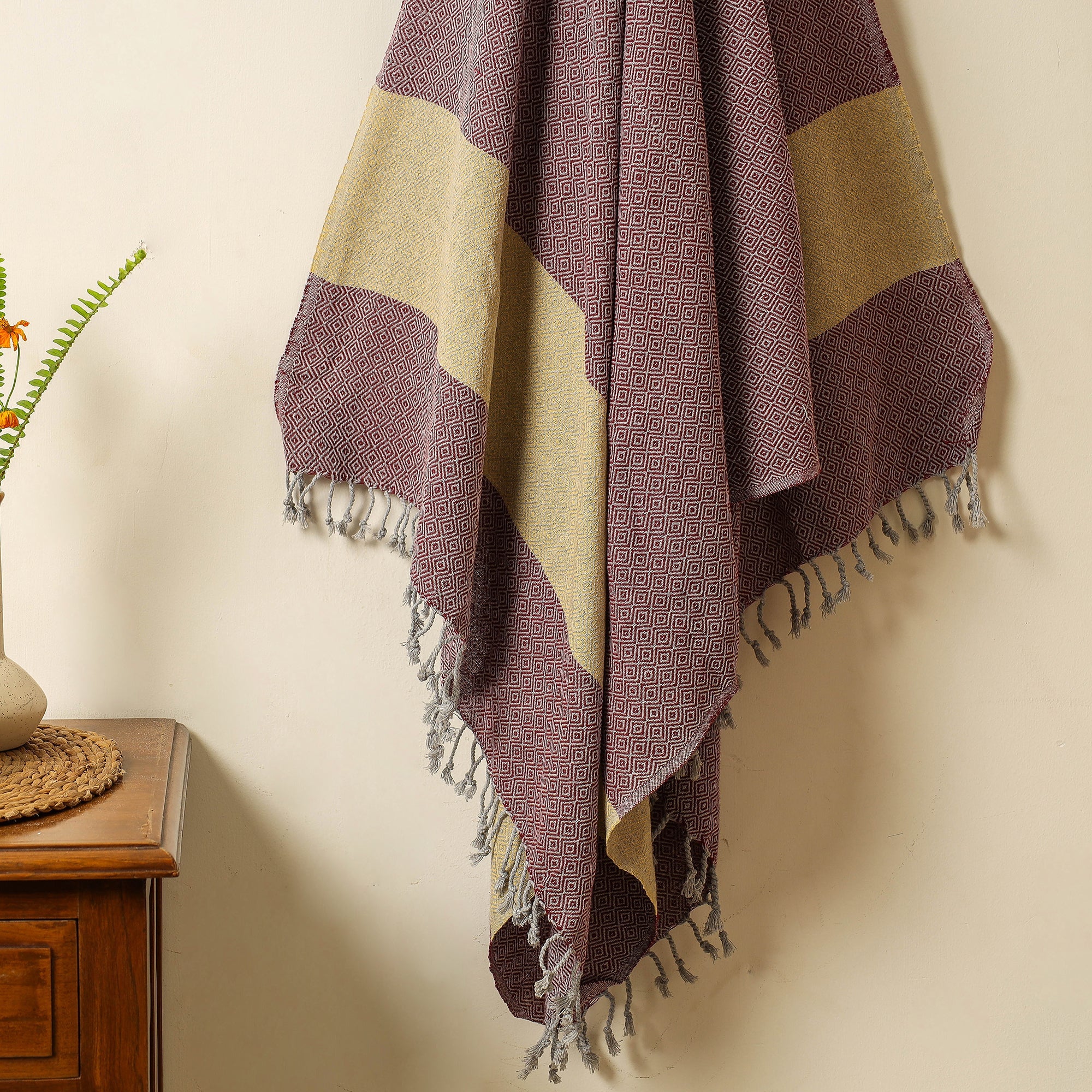 HANDLOOM VIRASAT Brown - Handloom Cotton Towel with Tassels from Bijnor by Nizam - view 2
