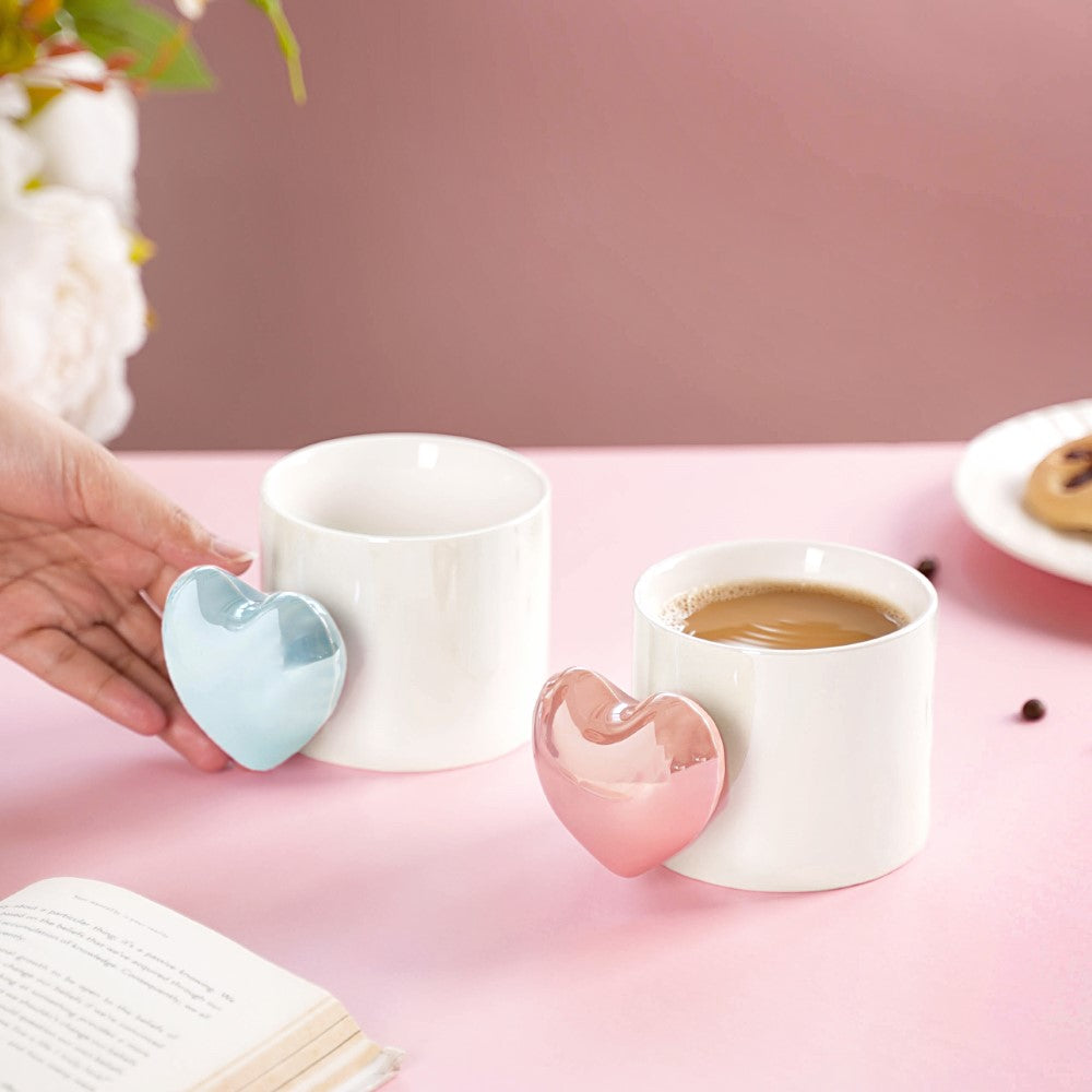 Nestasia Heart Balloon Coffee Mug Set Of 2 Pink Blue 330ml - view 2