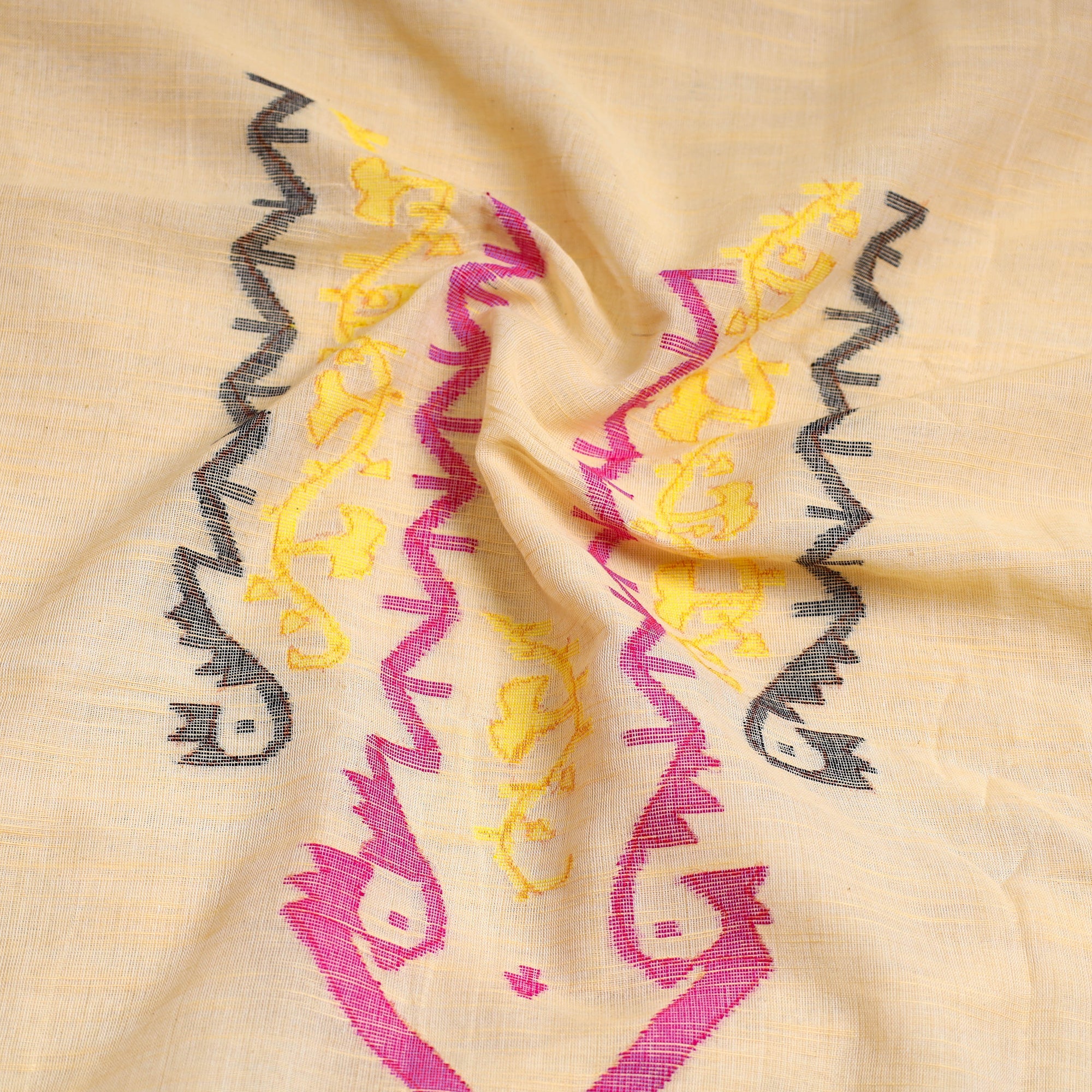 KHUSHBASH - HAPPY LOOM OF EAST Beige - Phulia Jamdani Weave Handloom Cotton Kurta Material - 2.6 meter - view 2