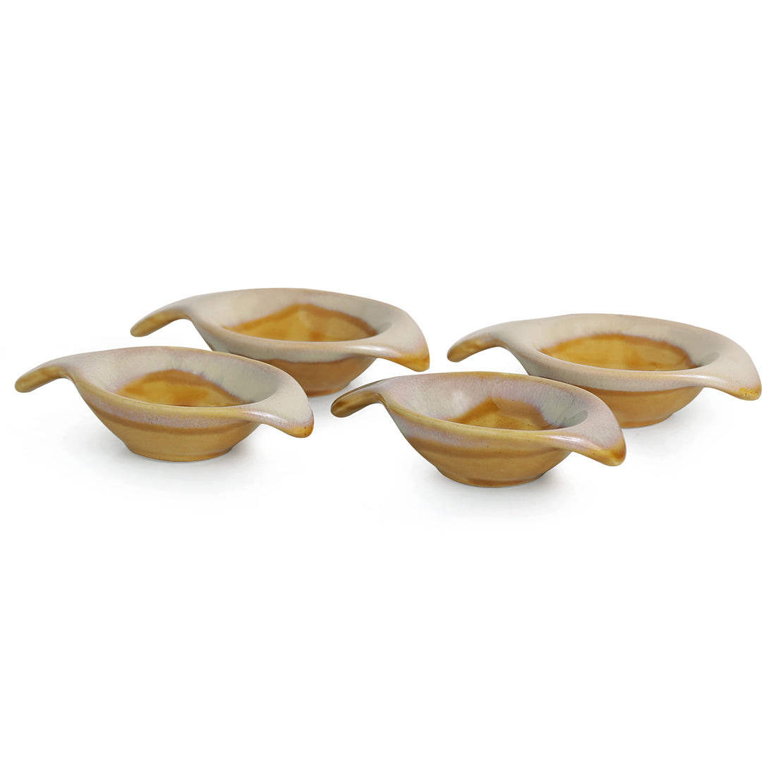 EXCLUSIVELANE 'Four Dips of Starlight' Chutney Dip Bowls Dual Glazed Studio Pottery In Ceramic (Set Of 4) - view 2