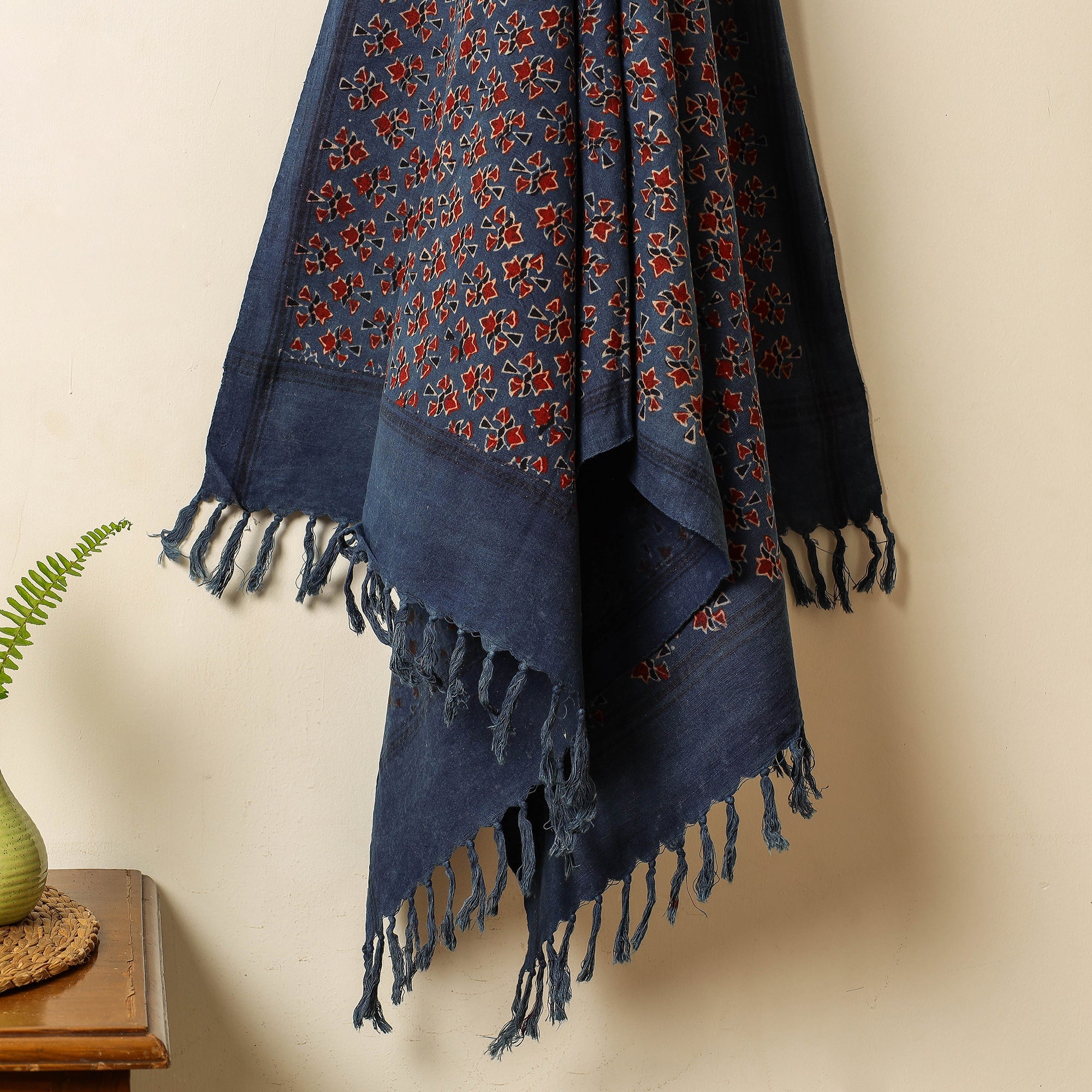KACHCHH JI CHHAAP Blue - Block Print Cotton Ajrakh Handloom Towel - view 2