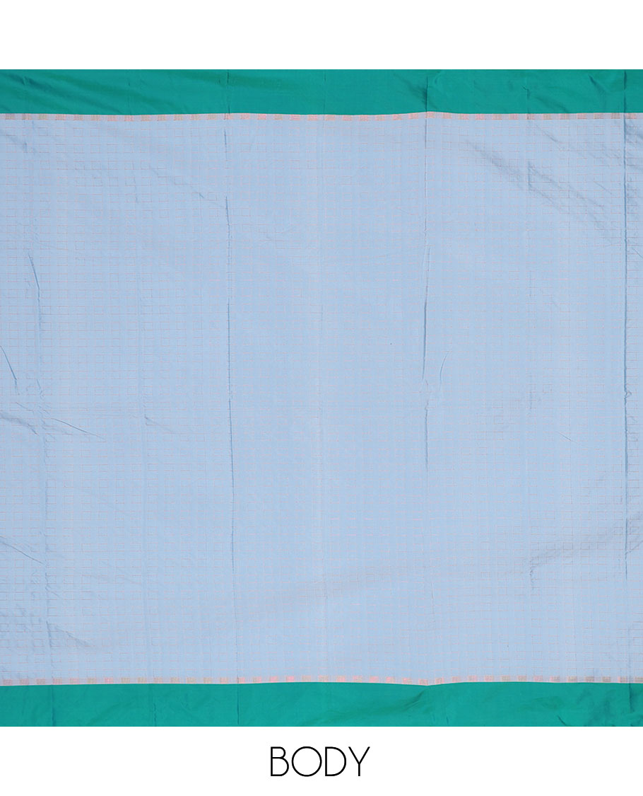TheShoppothys Blue striped design aarani gift saree, contrast plain border & pallu of stripes - view 2