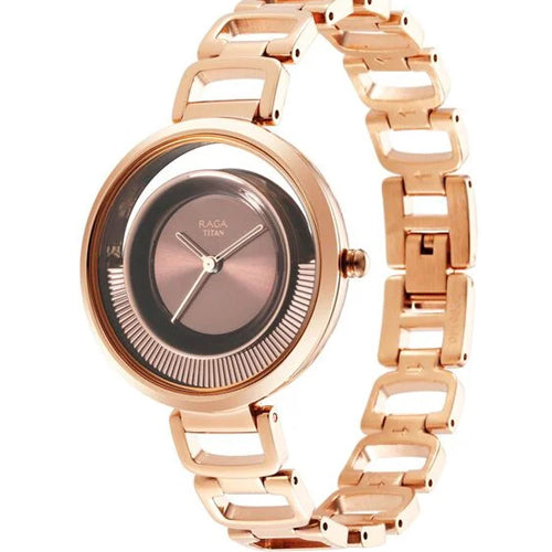 Titan Raga Moments of Joy Brown Dial Analog Metal Strap Watch for Women 35mm NT95140KM01 - view 2
