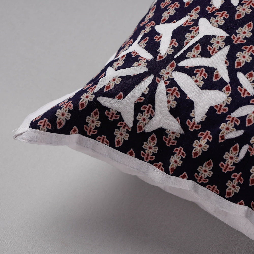 SHADES OF MARUDHARA Black - Cutwork Cotton Applique Cushion Cover (16 x 16 in) - view 2