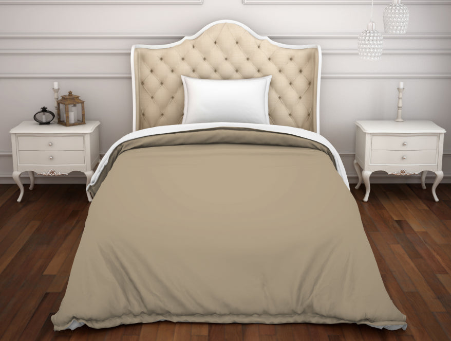 Spaces India Solid Taupe/White - Brown 100% Cotton Shell Single Quilt / AC Comforter - Hygro By Spaces