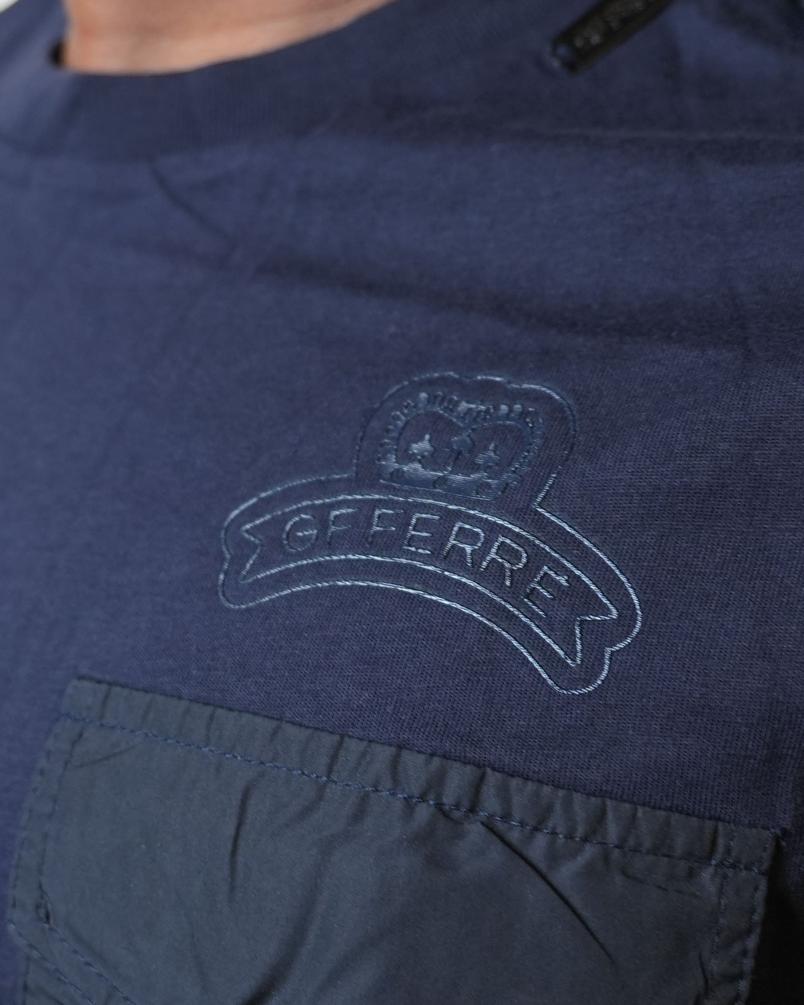 Gf Ferre Navy Blue Shoulder Flap Tshirt - view 5