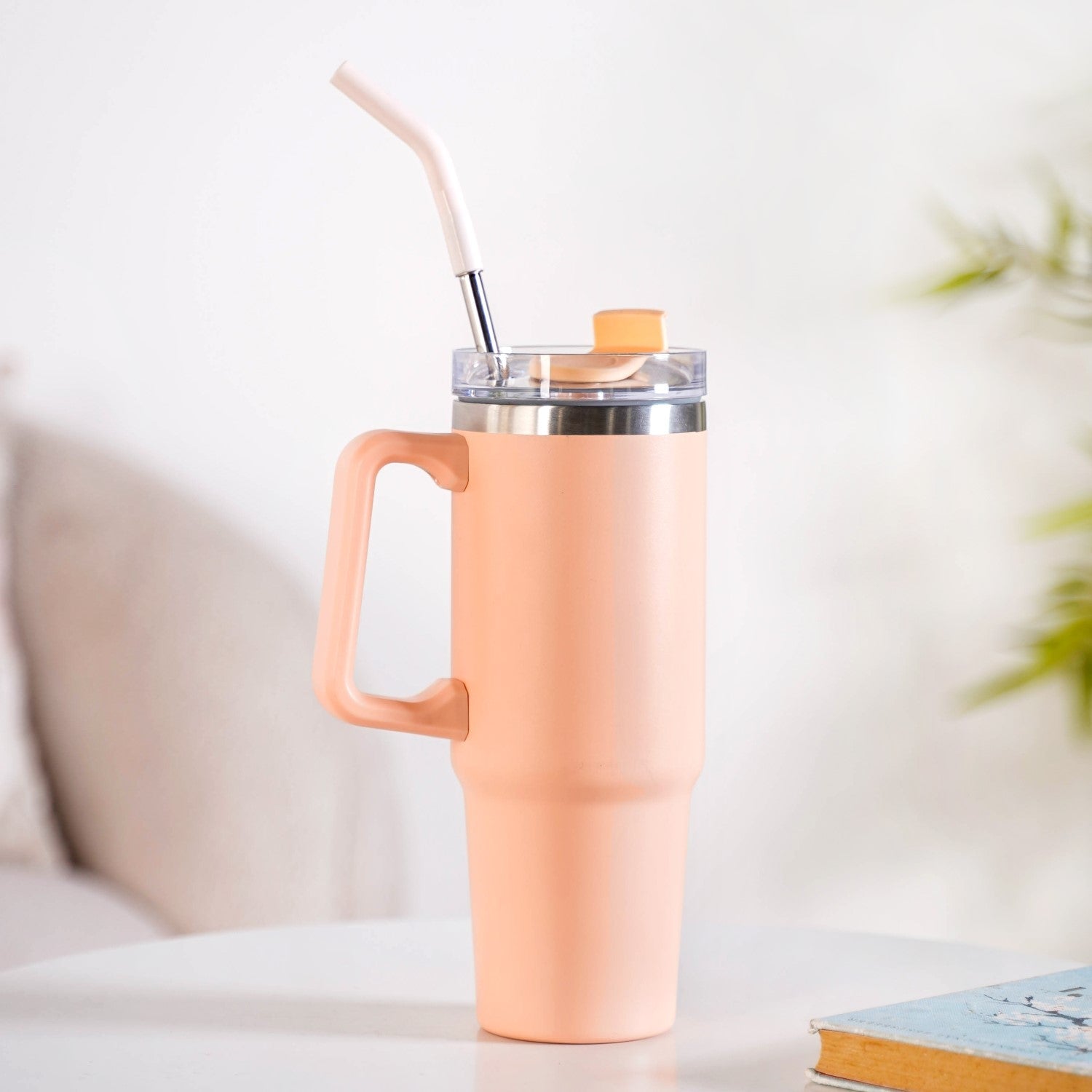 Nestasia Glacio Spillproof Stainless Steel Water Bottle Soft Apricot 850ml
