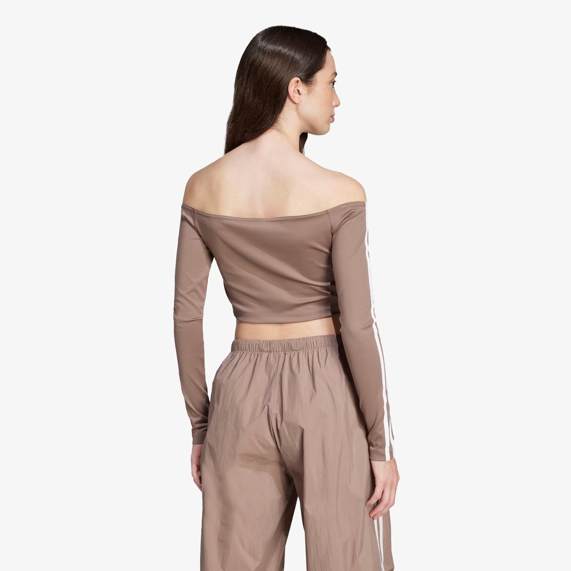 Adidas Originals | ADICOLOR OFF SHOULDER LONG SLEEVE TEE { TRACE BROWN - view 2