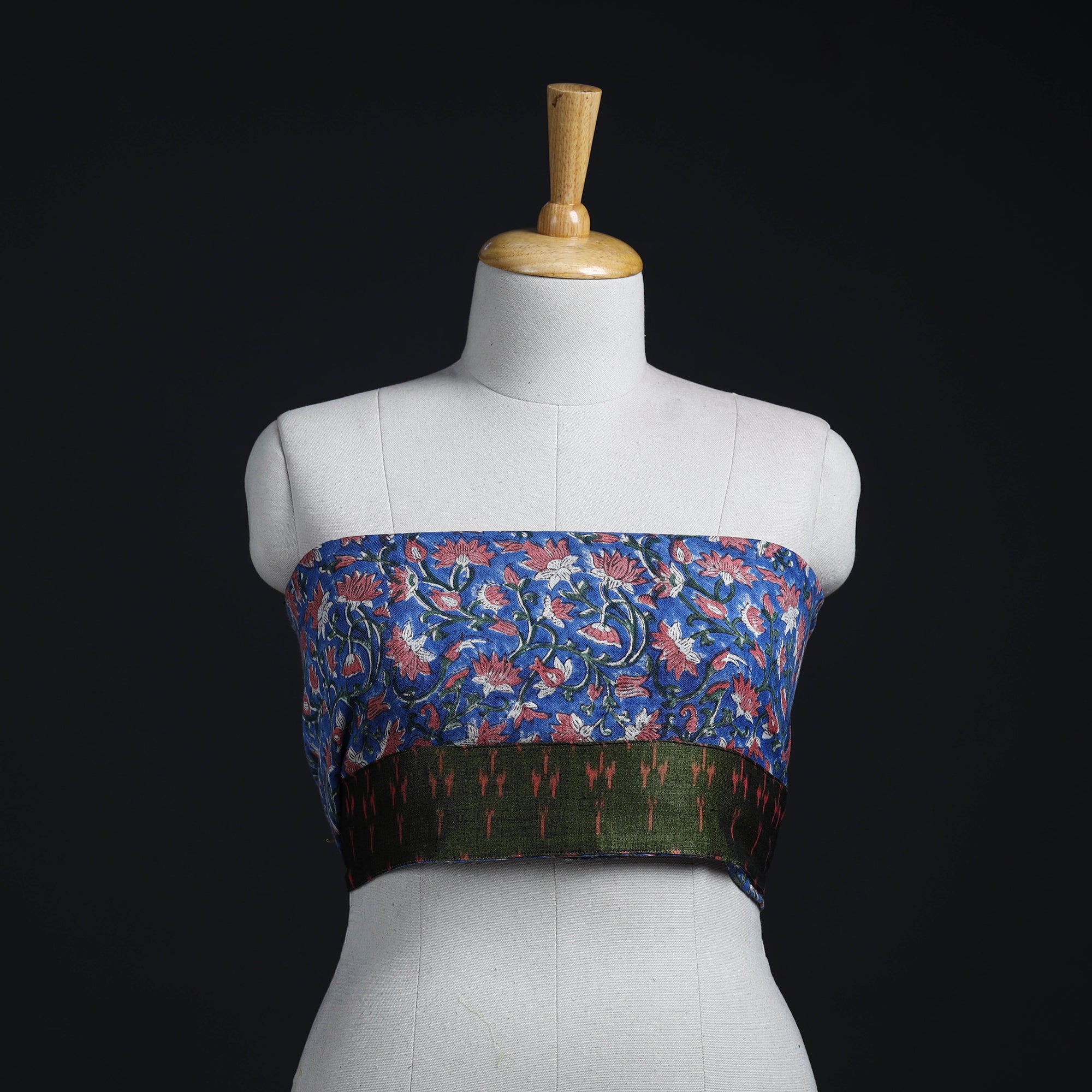 NOORI BAZAR Blue - Block Print Woollen Sanganeri Blouse Piece 71