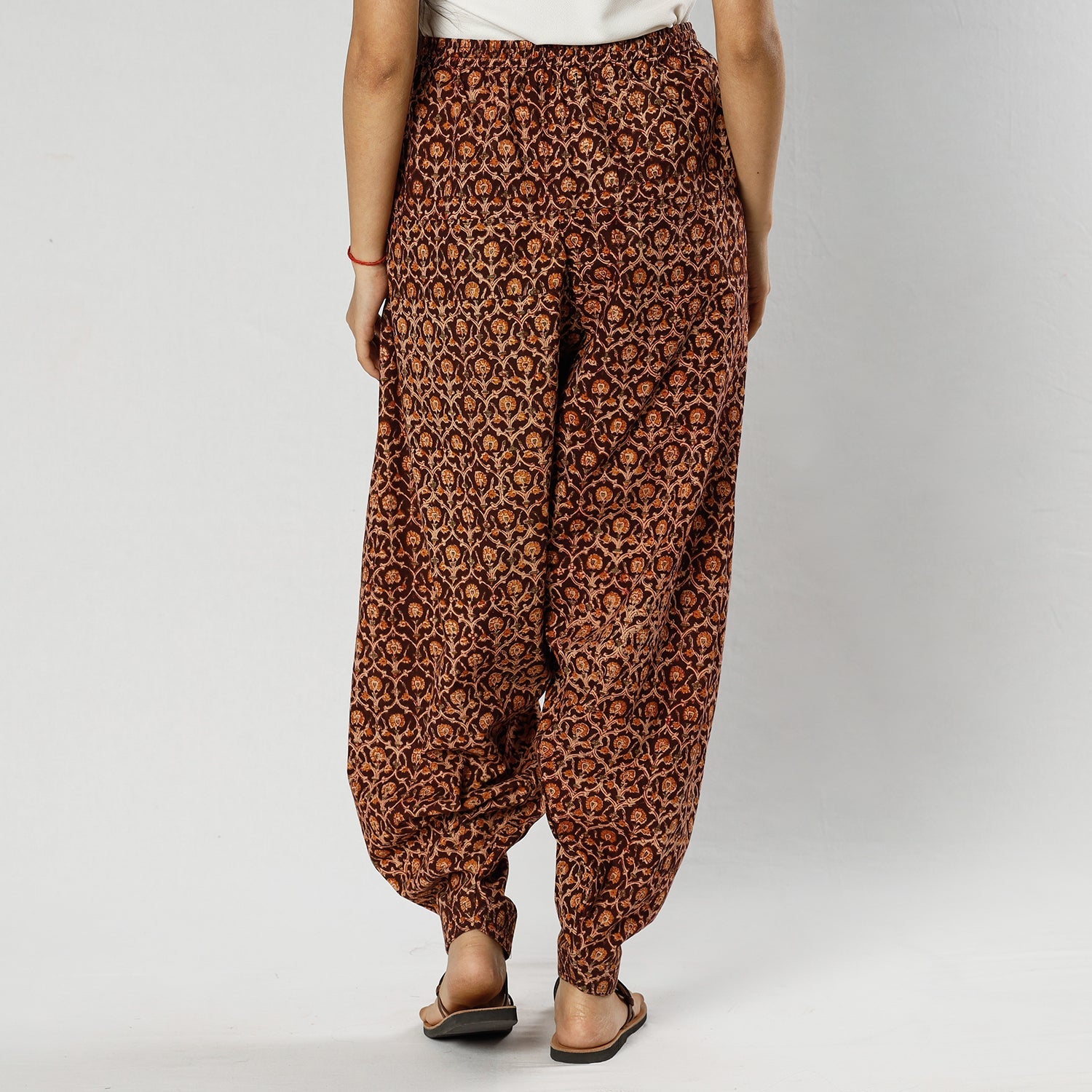 ITOKRI CASUALS Brown - Pedana Kalamkari Block Printing Cotton Elasticated Salwar - view 4
