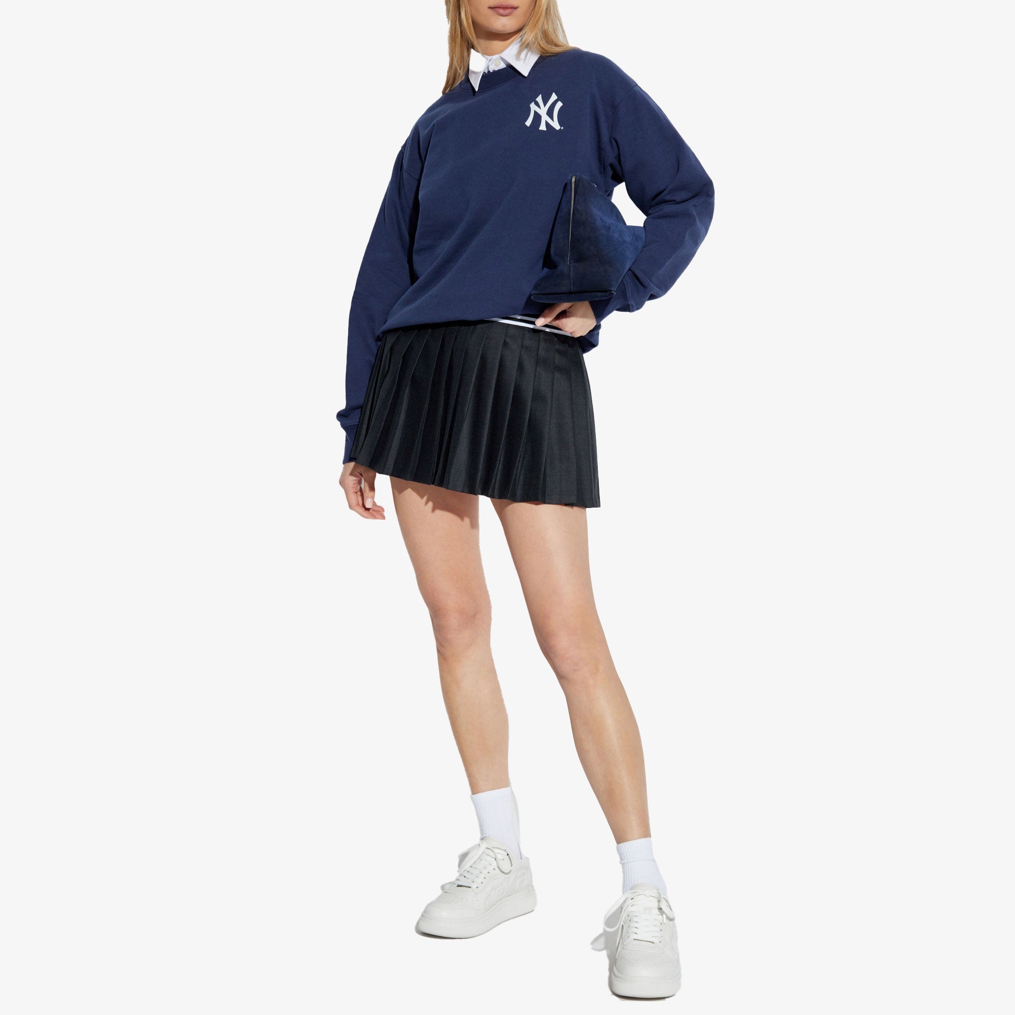 Sporty & Rich | Abigail Wool Pleated Skirt { Black - view 5