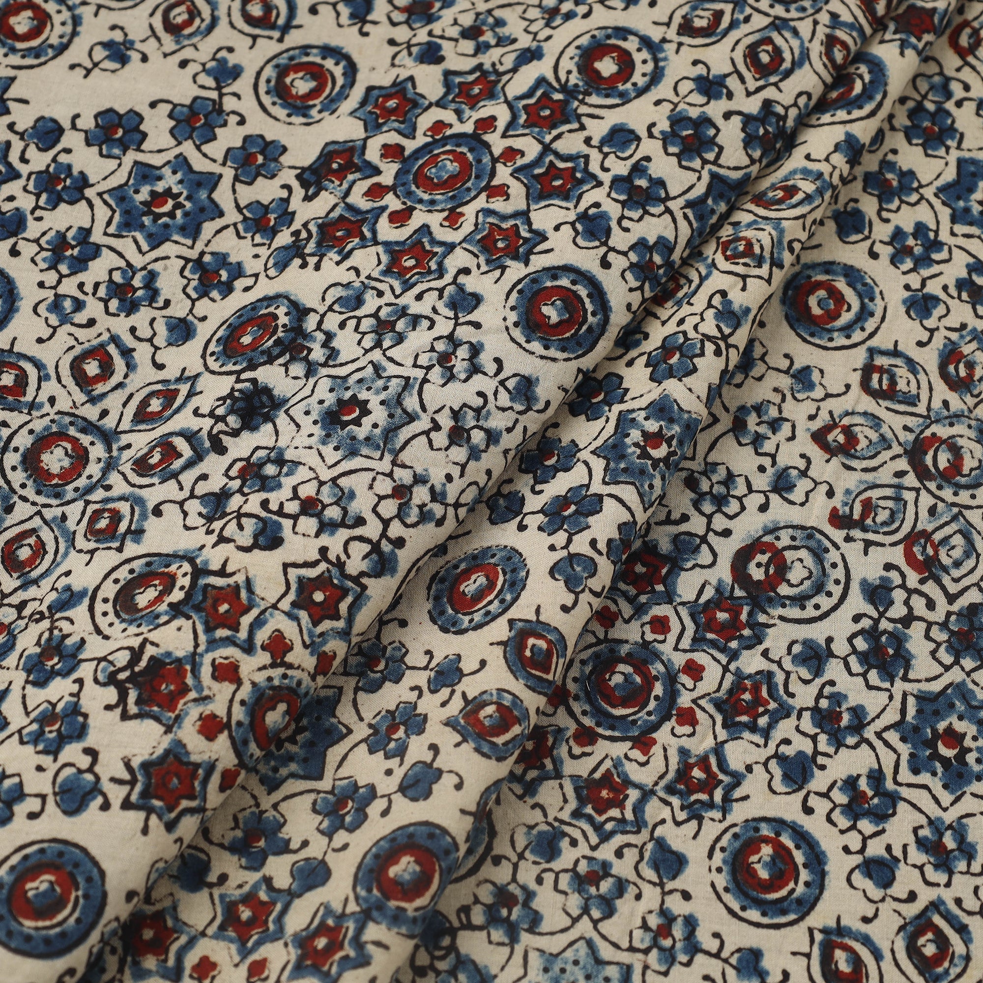 KACHCHH JI CHHAAP Beige - Block Print Cotton Natural Dyed Ajrakh Fabric 52 - view 2