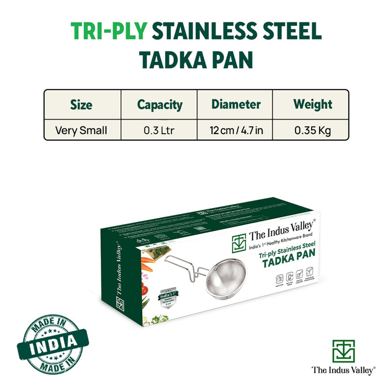 The Indus Valley TurboCuk Triply Stainless Steel Tadka Pan for Spice Seasoning/Heating, Premium Quality, 3 Layer Thick Body, 100% Toxin-free, Non-stic - view 4