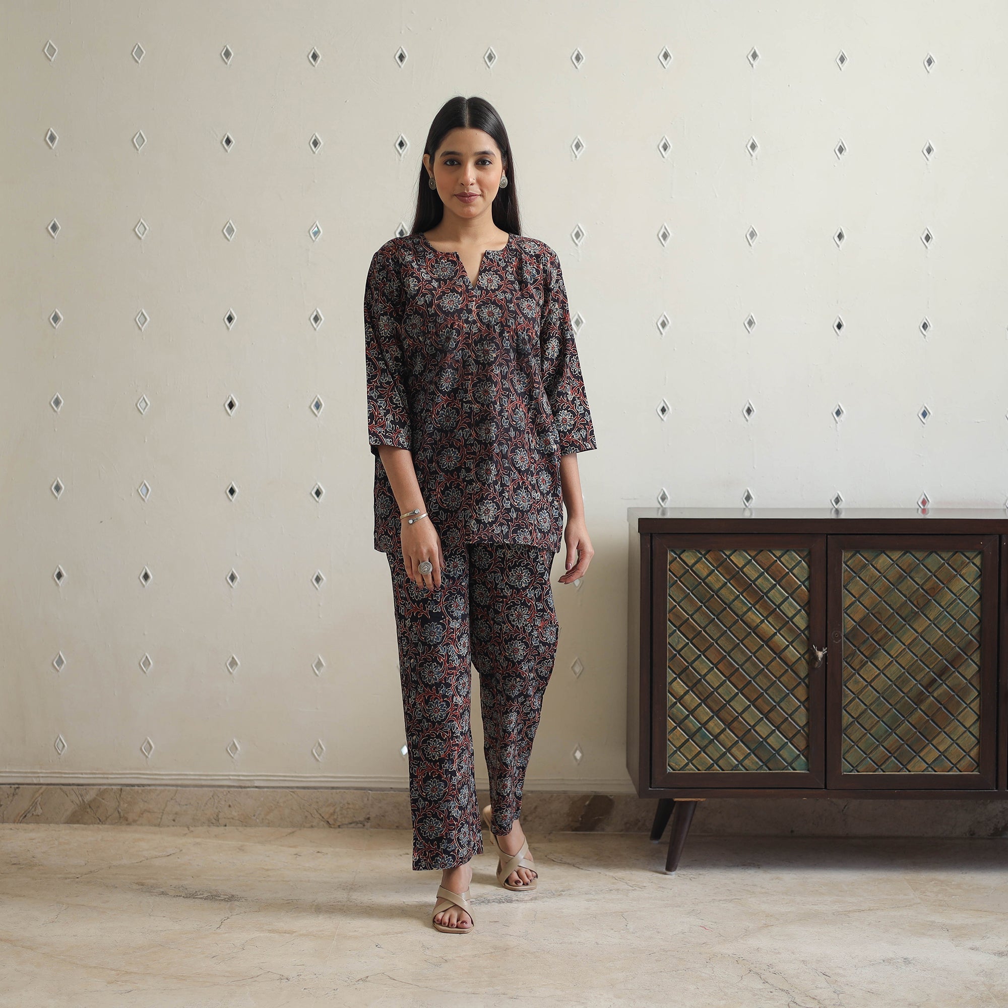ITOKRI CASUALS Black - Block Printed Cotton Ajrakh Co-ord Set 08 - view 3