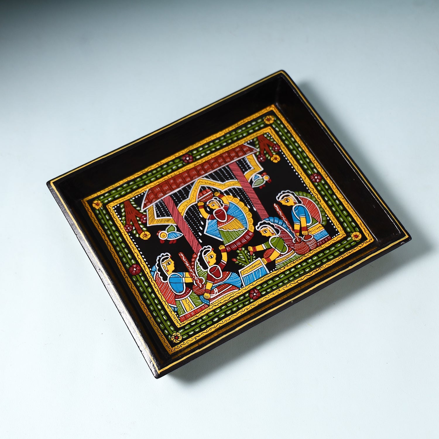 SASHA Black - Tikuli Art Handpainted Wooden Tray (Small) - view 2
