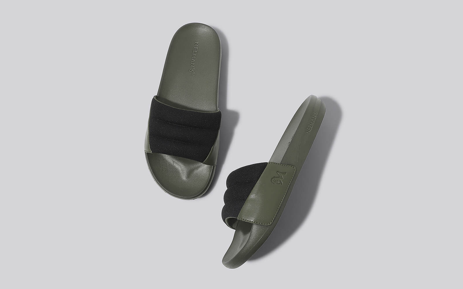 Neeman's Squooshy Slides for Men : Olive-Black - view 8