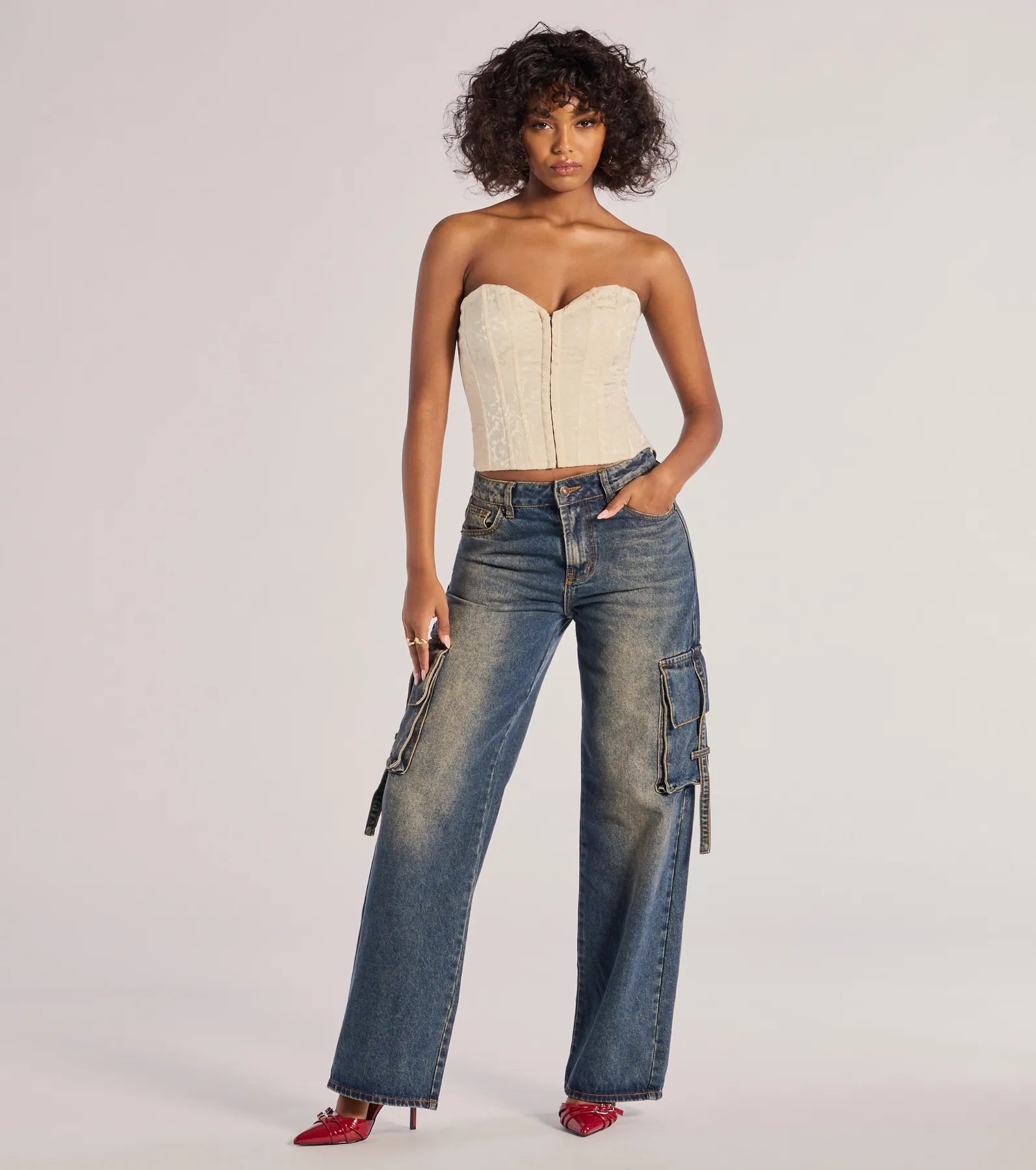 Windsor Trendsetter High-Rise Wide-Leg Cargo Jeans