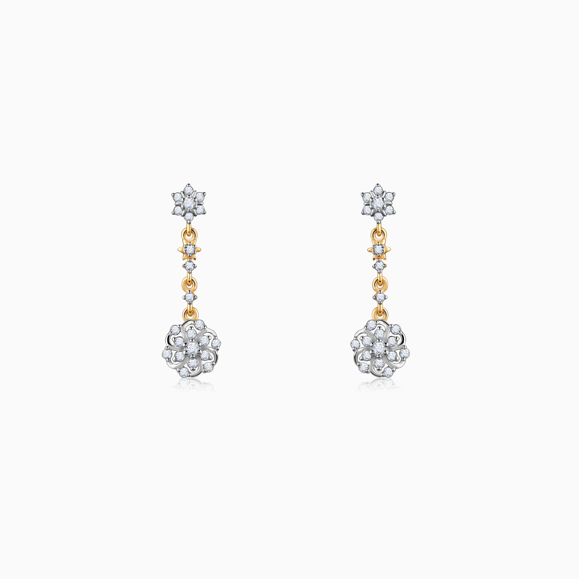 GIVA Jewellery Gold Ageratum Diamond Earrings