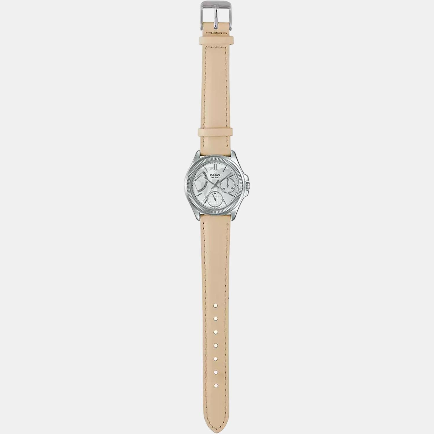 Casio Enticer Women Quartz Silver Dial Chronograph Leather Watch A1581 - view 6