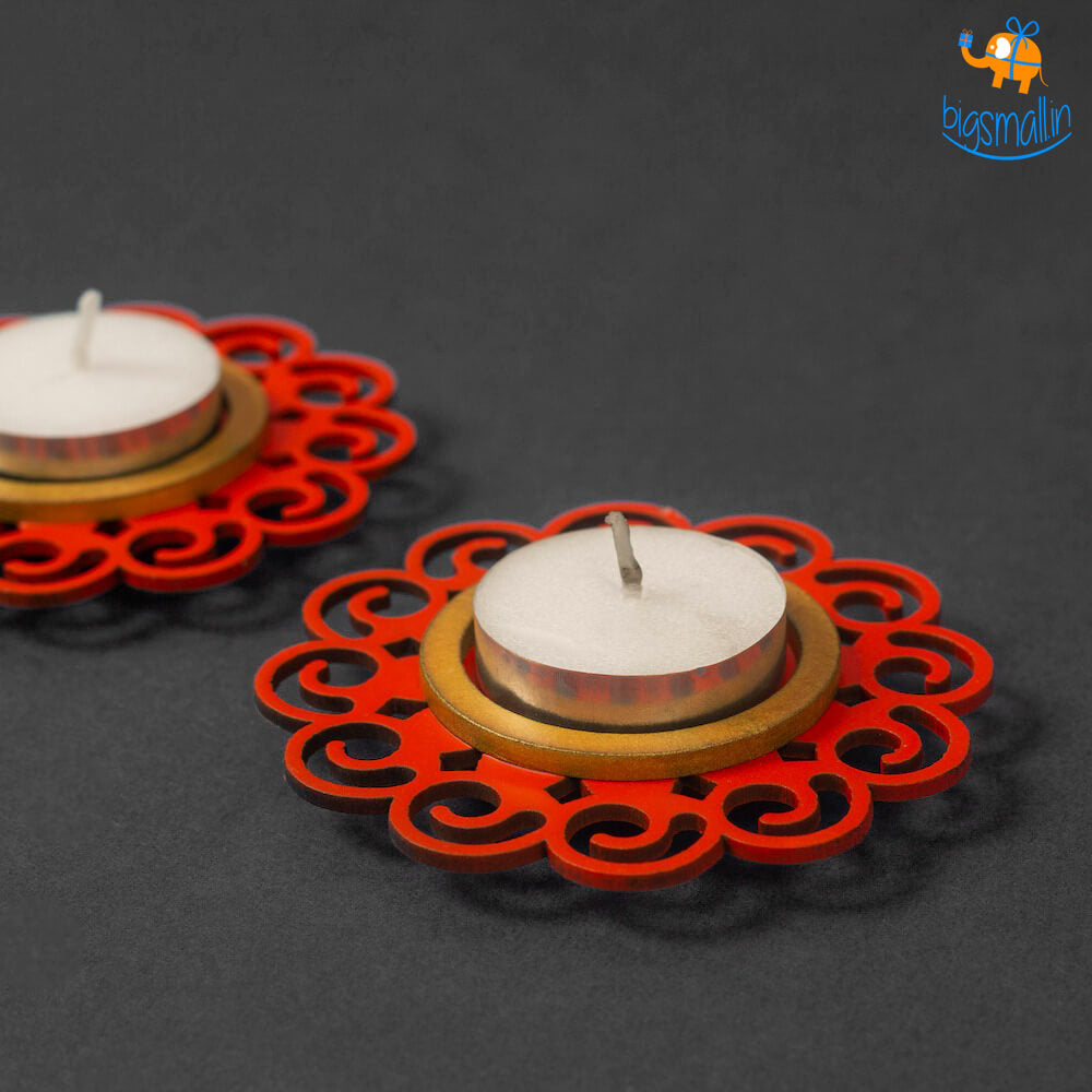 Bigsmall_cc Decorative Wooden Tea Light Holder - Set of 2 - view 32