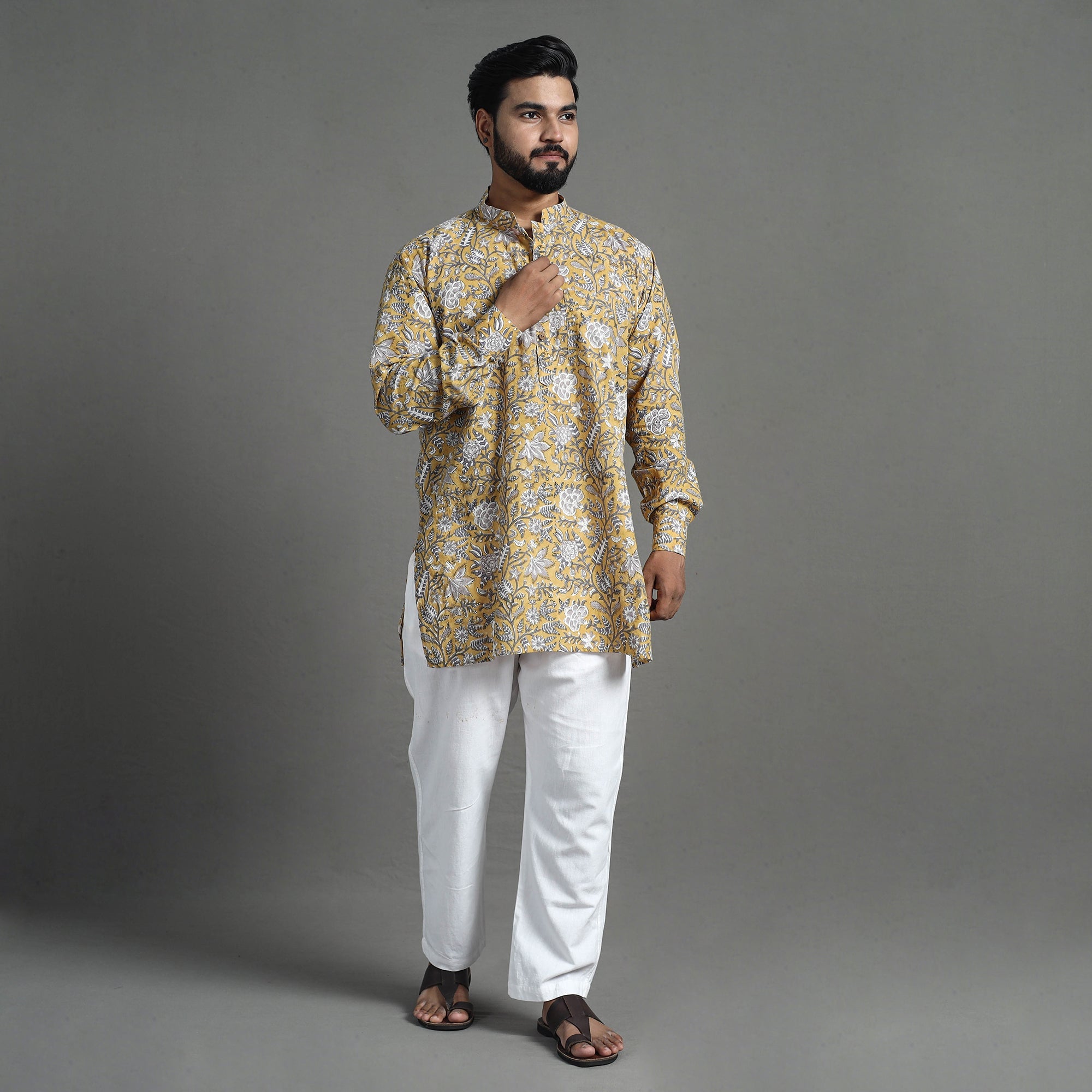 ITOKRI CASUALS Block Print Cotton Sanganeri Kurta for Men (Short) 05