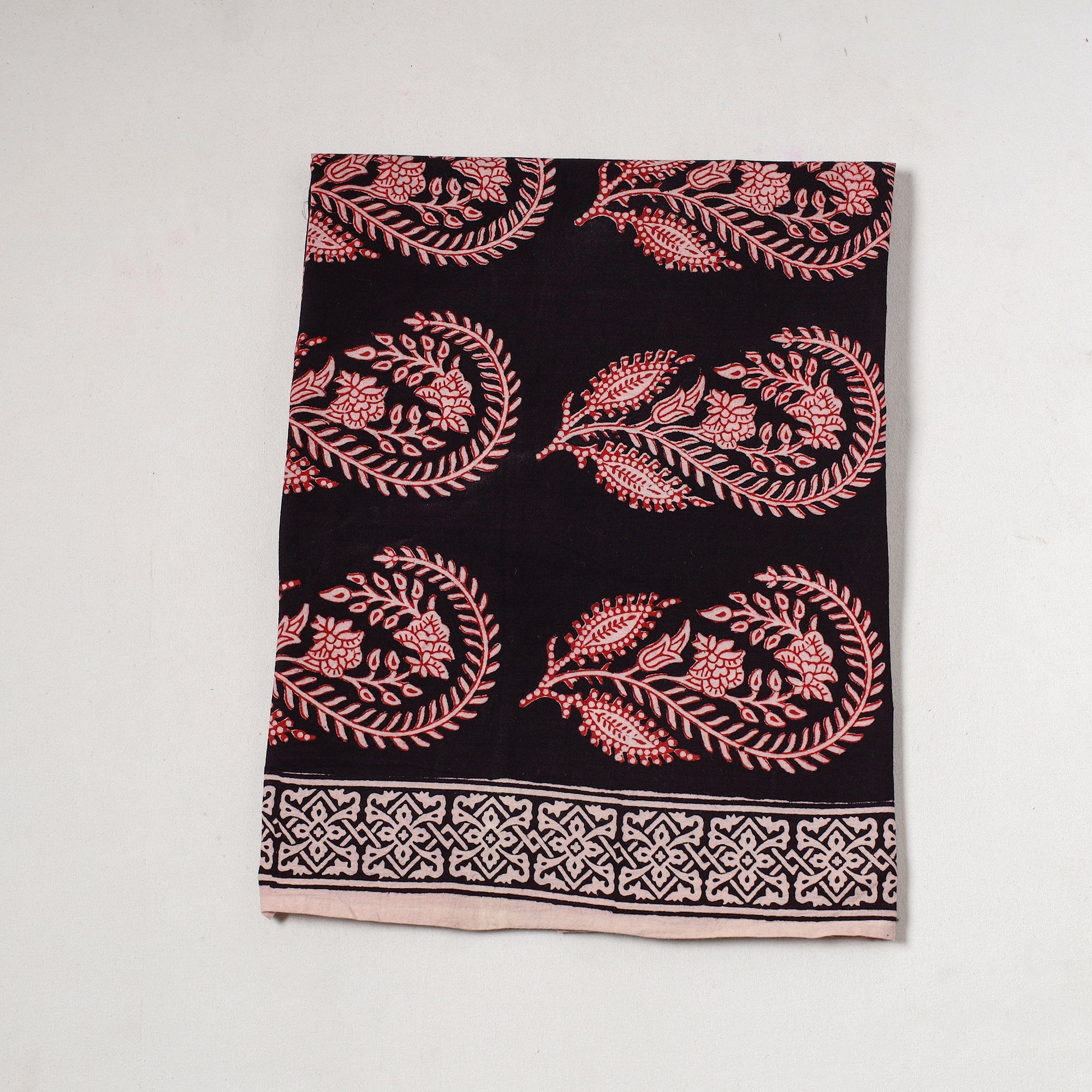 BAGH PRINTS BY UMAR FARUK KHATRI Black - Bagh Block Printed Cotton Precut Fabric (1.2 Meter) 31