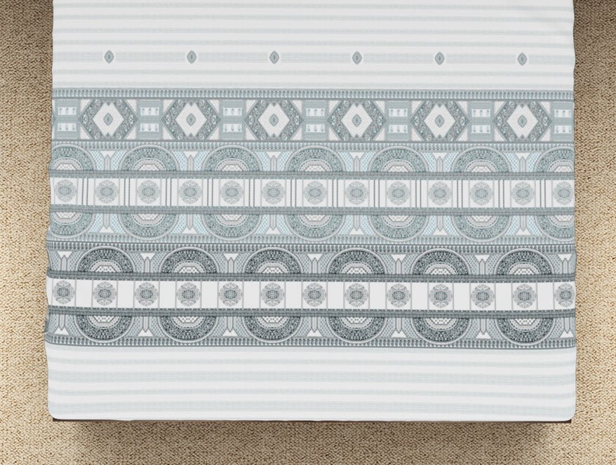 Spaces India Geometric Barely Blue - Light Grey 100% Cotton Double Bedsheet - Evoke By Spaces-1065740 - view 6