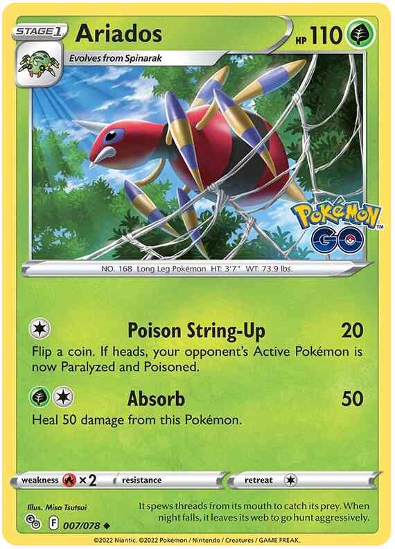 Uncommon pgo-007 non-holo – Pokémon Ariados - 007/078 - Uncommon [pgo-007] [Non-Holo]